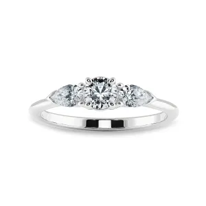 0.20cts Solitaire with Pear Cut Diamond Accents Platinum Ring JL PT 2020-C