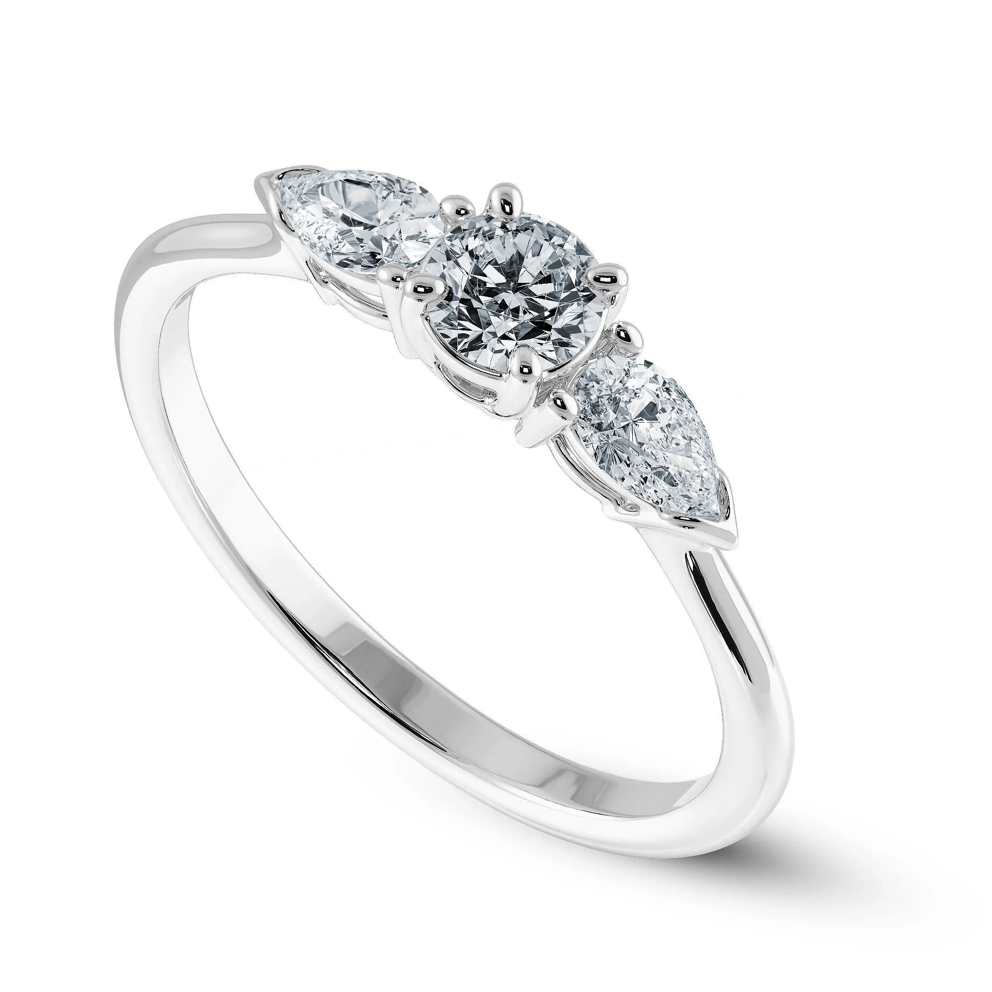 0.20cts Solitaire with Pear Cut Diamond Accents Platinum Ring JL PT 2020-C