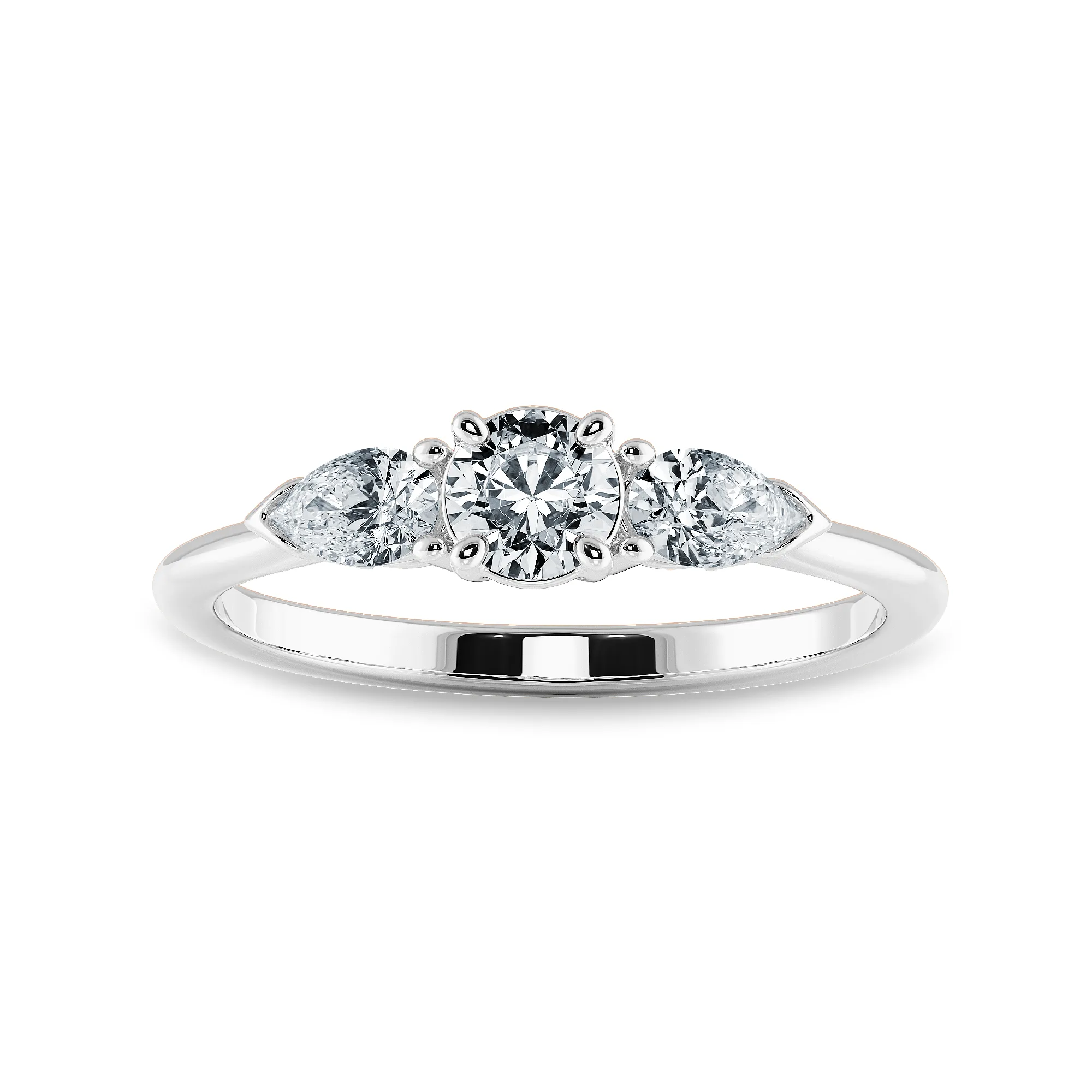 0.20cts Solitaire with Pear Cut Diamond Accents Platinum Ring JL PT 2020-C