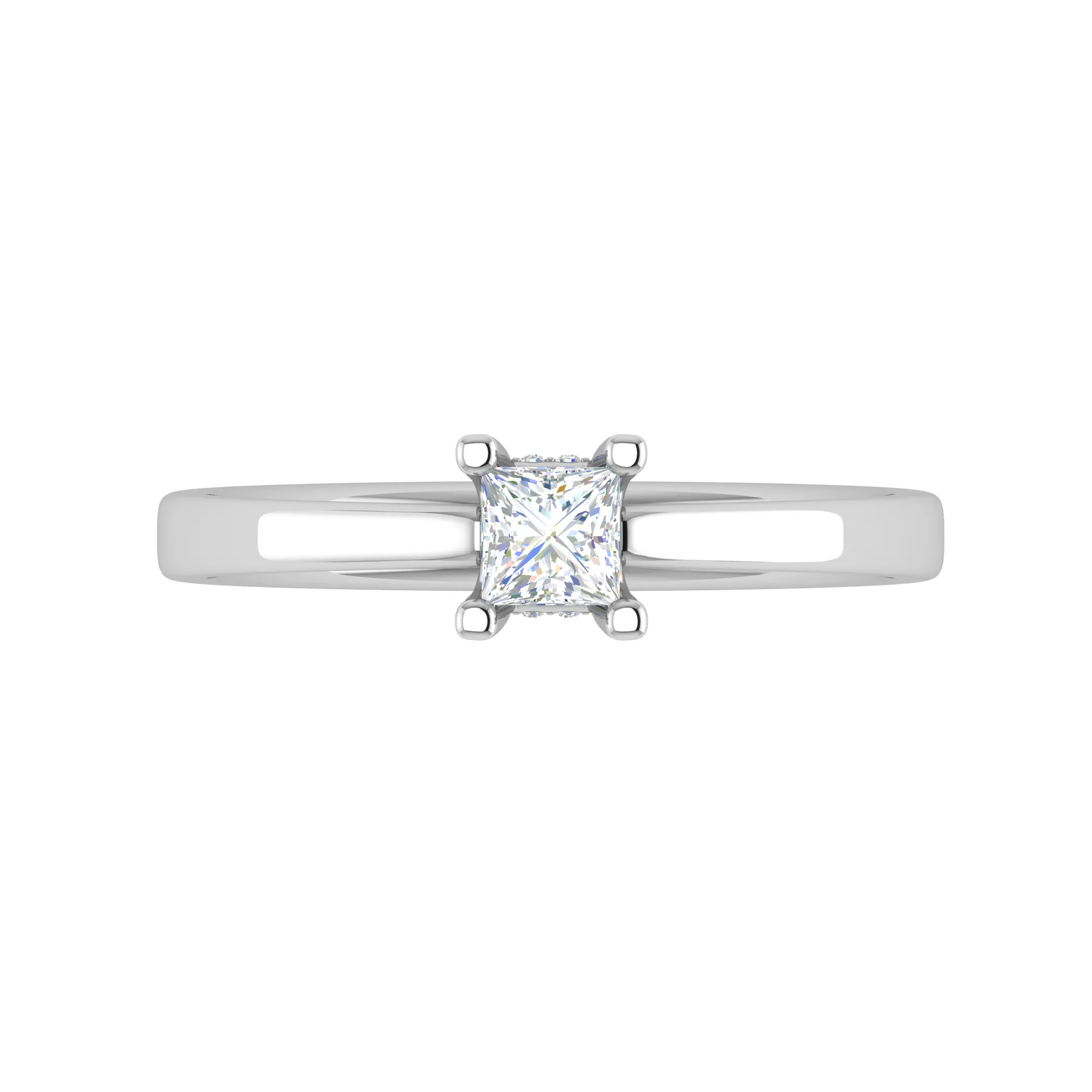 0.25 cts. Princess Cut Solitaire Diamond Platinum Engagement Ring JL PT MHD264EG