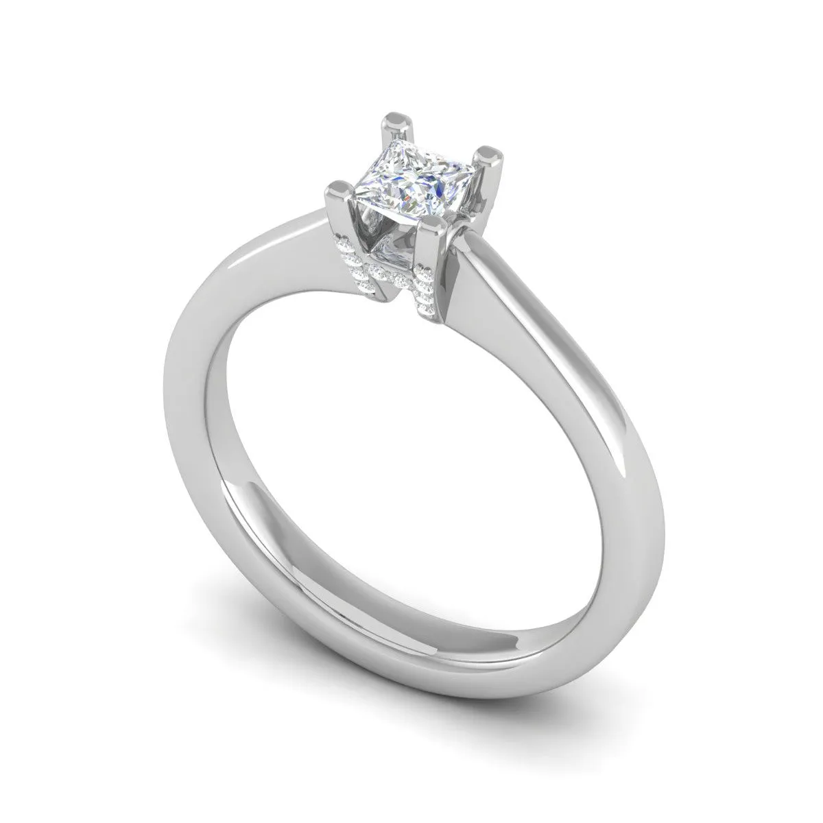 0.25 cts. Princess Cut Solitaire Diamond Platinum Engagement Ring JL PT MHD264EG