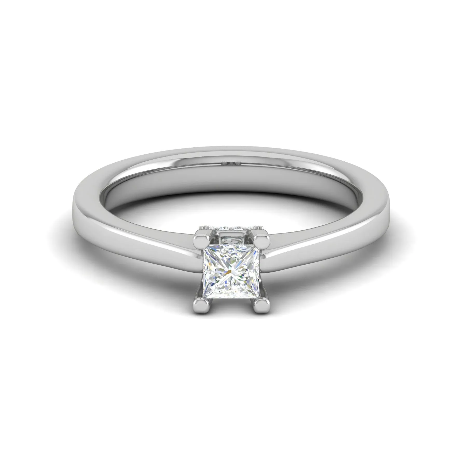 0.25 cts. Princess Cut Solitaire Diamond Platinum Engagement Ring JL PT MHD264EG