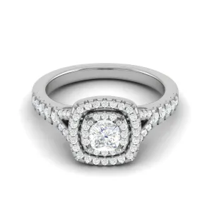 0.30 cts Cushion Solitaire Halo Diamond Shank Platinum Ring JL PT MHD275