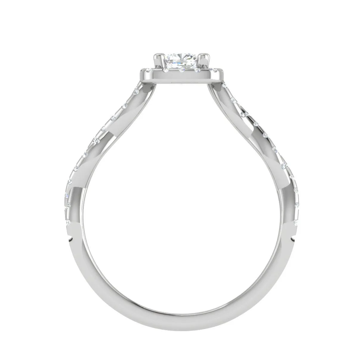 0.30 cts. Cushion Solitaire Halo Diamond Twisted Shank Platinum Ring JL PT RP CU 202