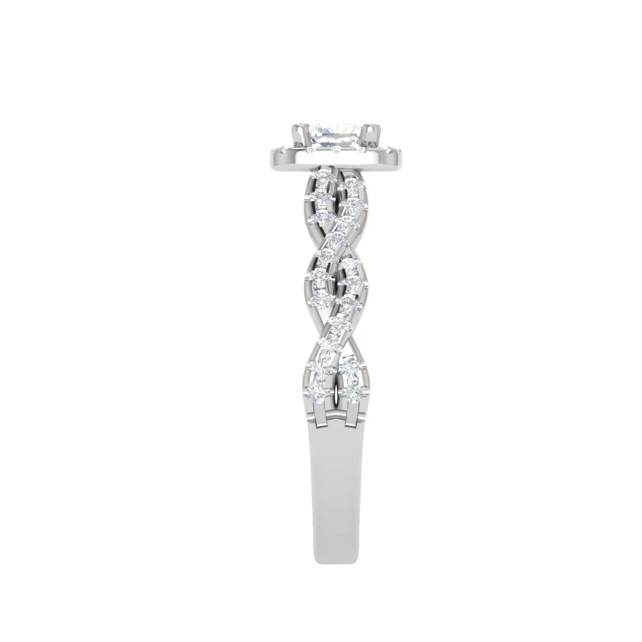 0.30 cts. Cushion Solitaire Halo Diamond Twisted Shank Platinum Ring JL PT RP CU 202