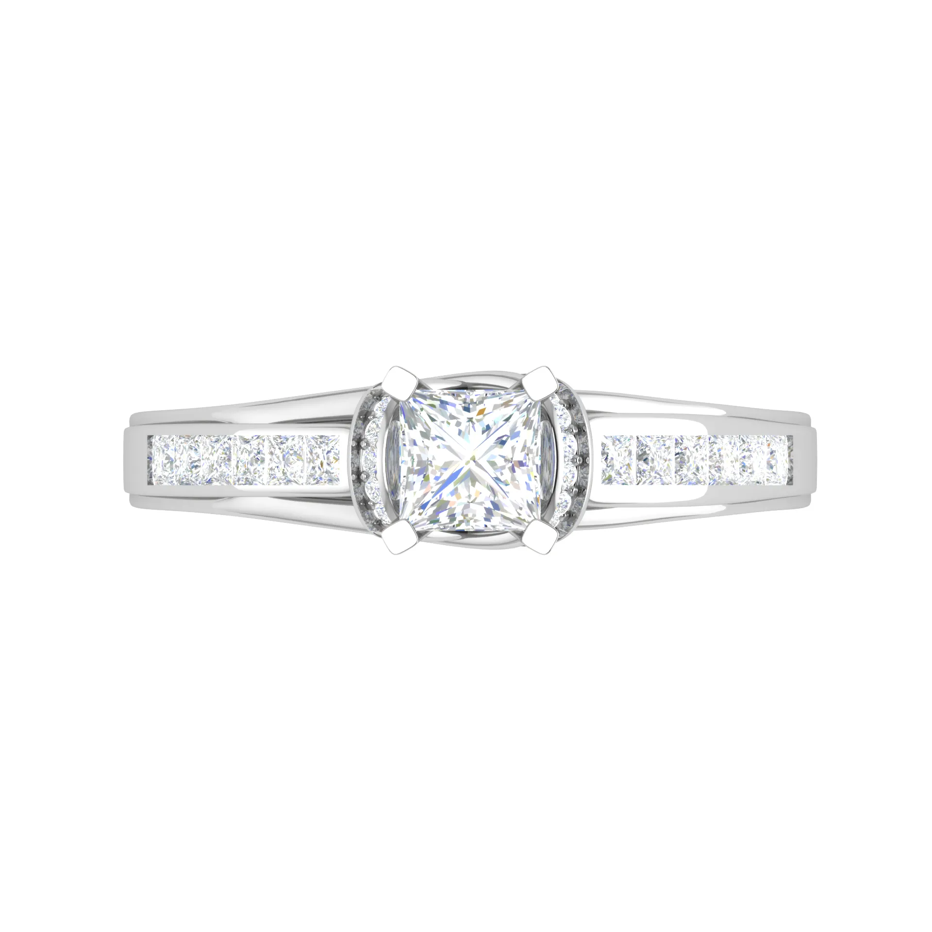 0.30 cts. Princess Cut Diamond Split Shank Platinum Solitaire Engagement Ring JL PT RP PR 206