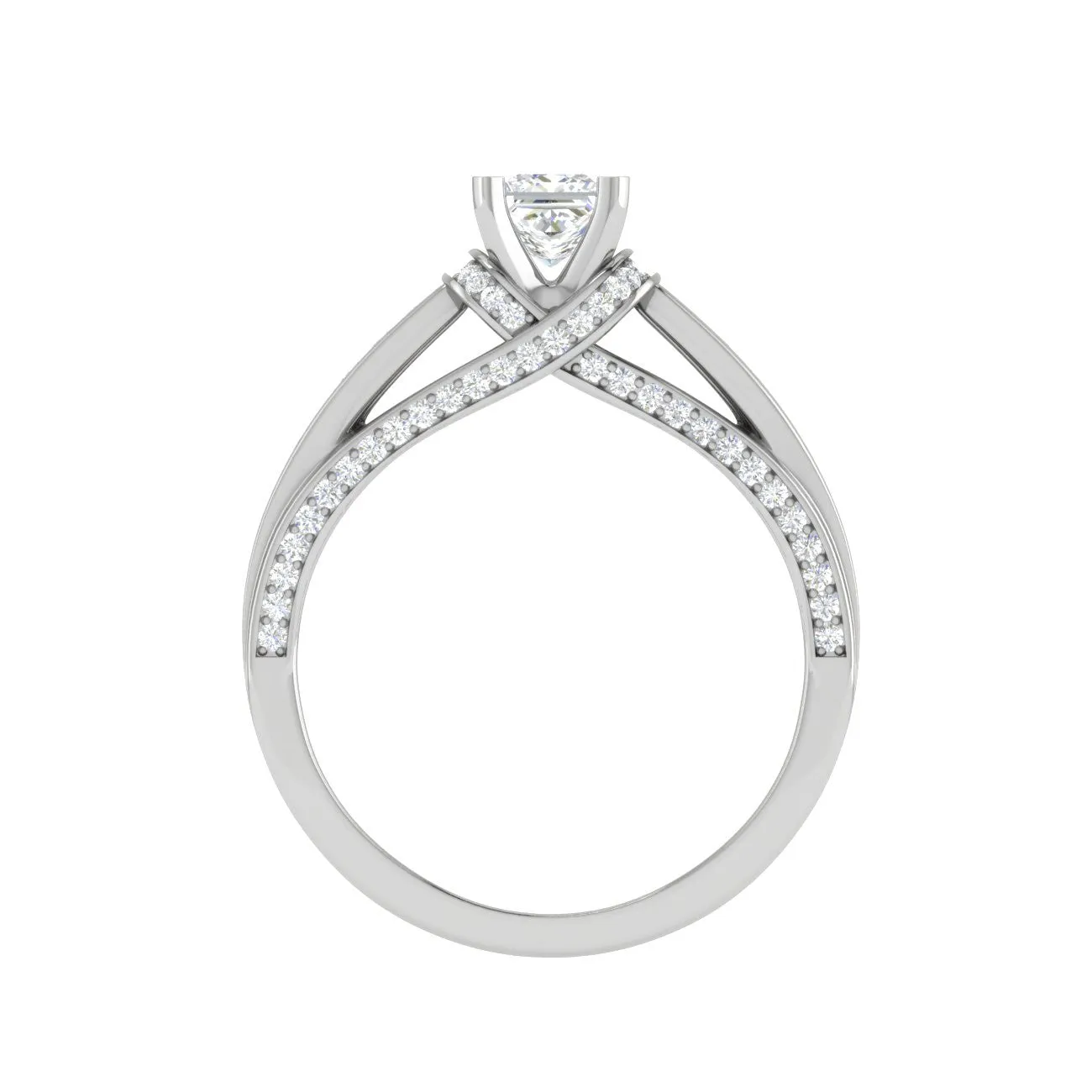 0.30 cts. Princess Cut Diamond Split Shank Platinum Solitaire Engagement Ring JL PT RP PR 206
