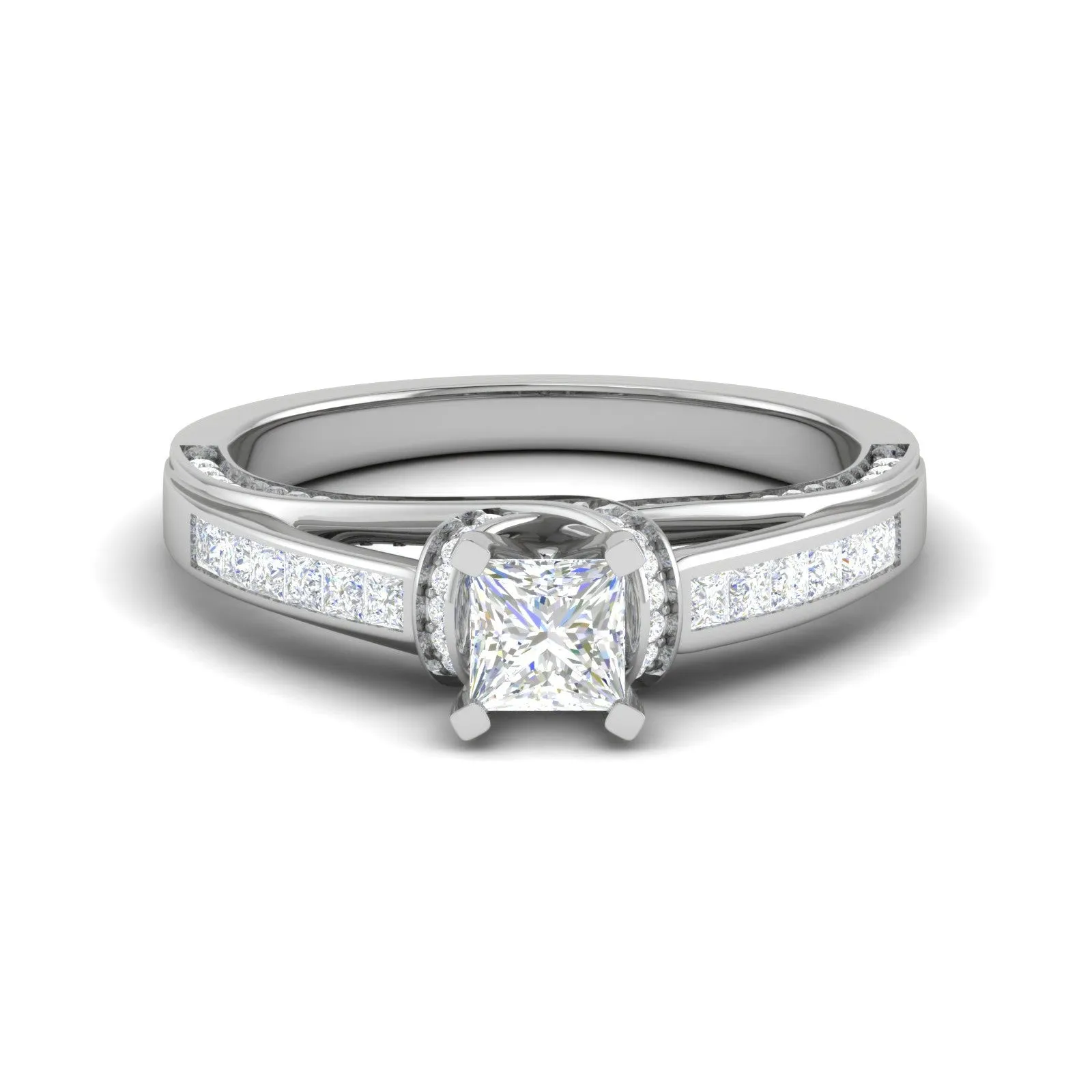 0.30 cts. Princess Cut Diamond Split Shank Platinum Solitaire Engagement Ring JL PT RP PR 206