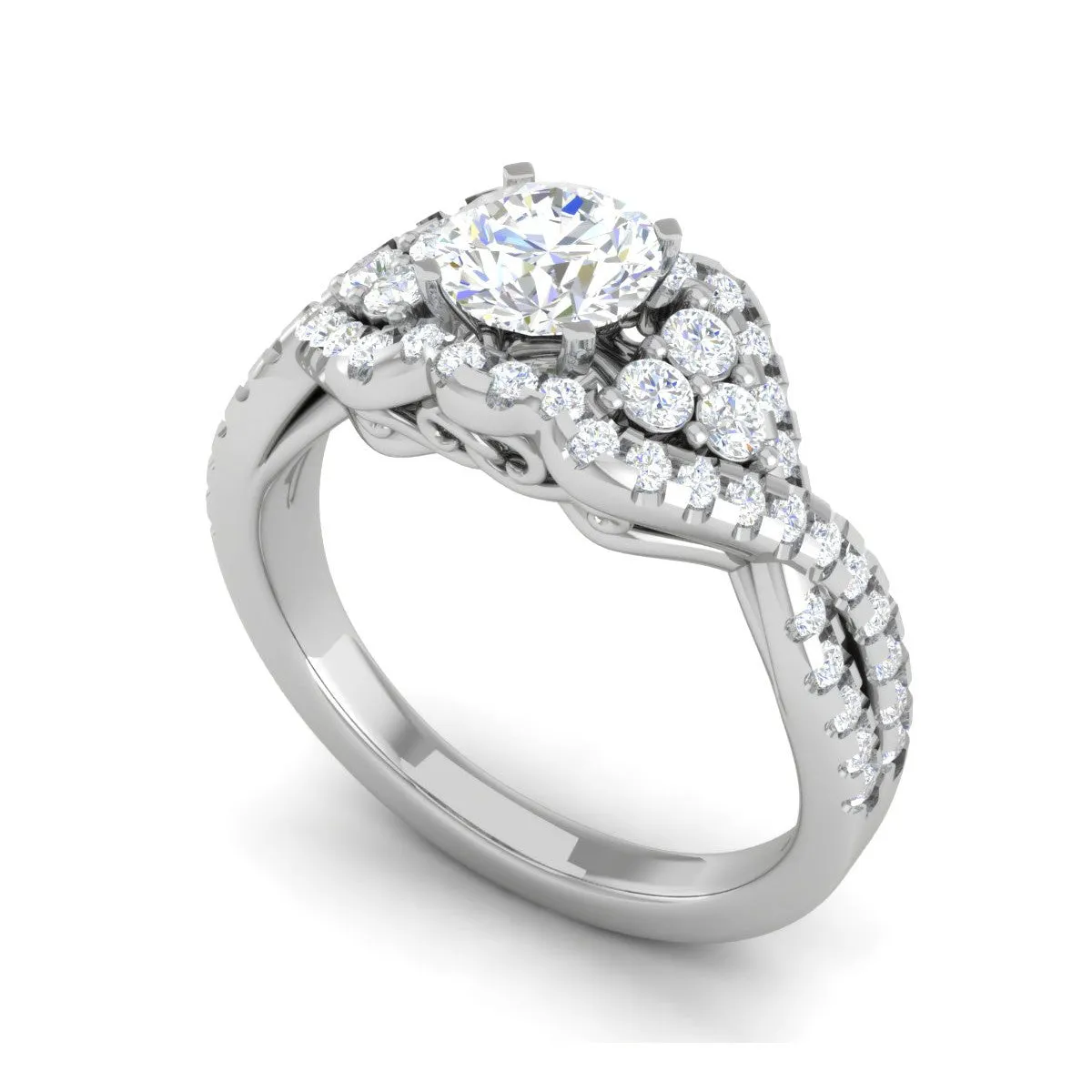 0.30 cts Solitaire Designer Platinum Diamond Twisted Shank Ring JL PT PR RD 114