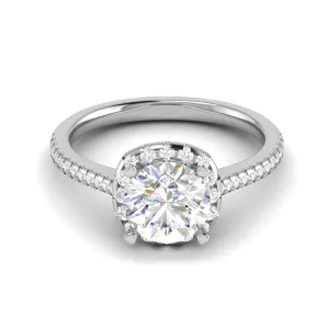 0.30 cts Solitaire Halo Diamond Shank Platinum Ring JL PT REHS1480-B