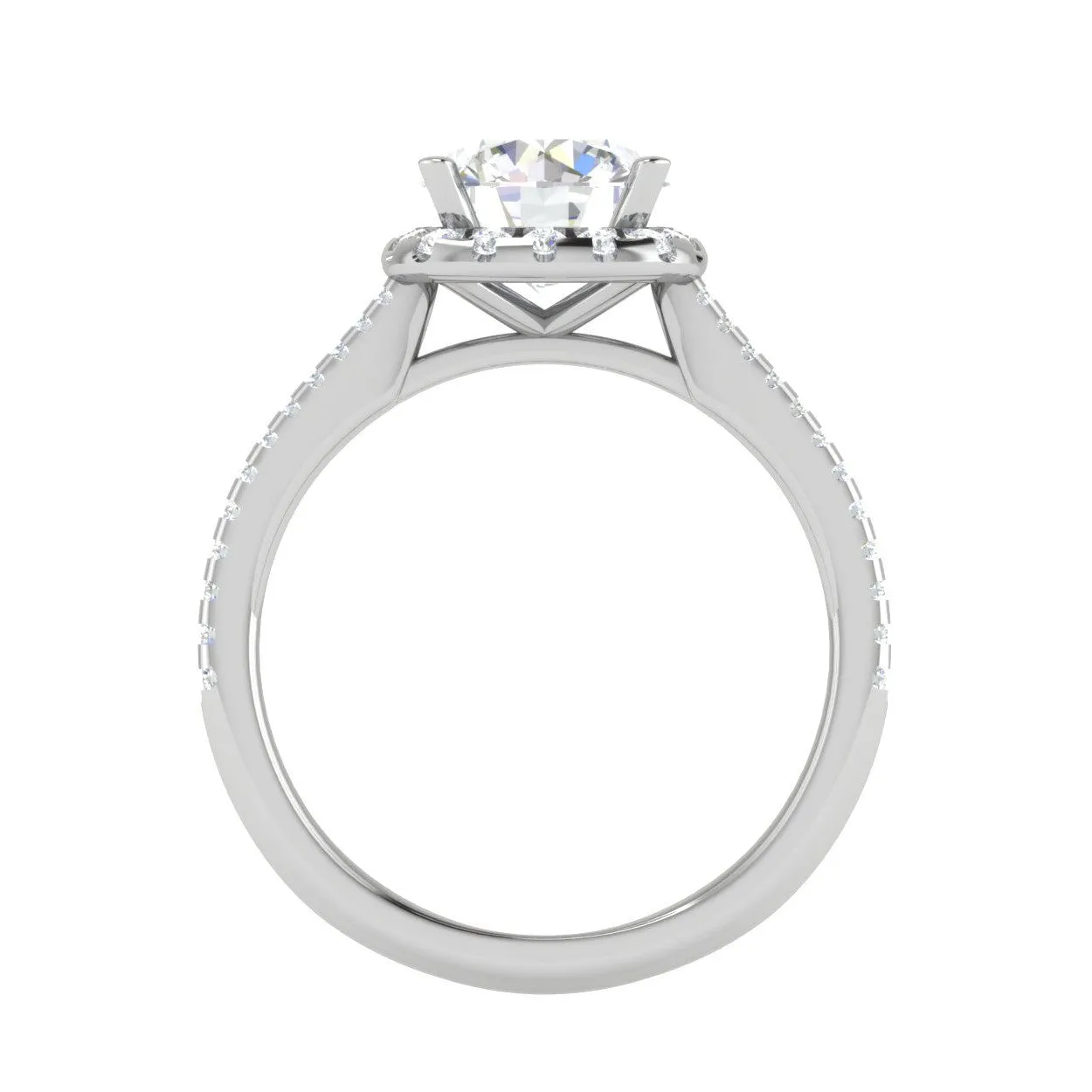 0.30 cts Solitaire Halo Diamond Shank Platinum Ring JL PT REHS1480-B