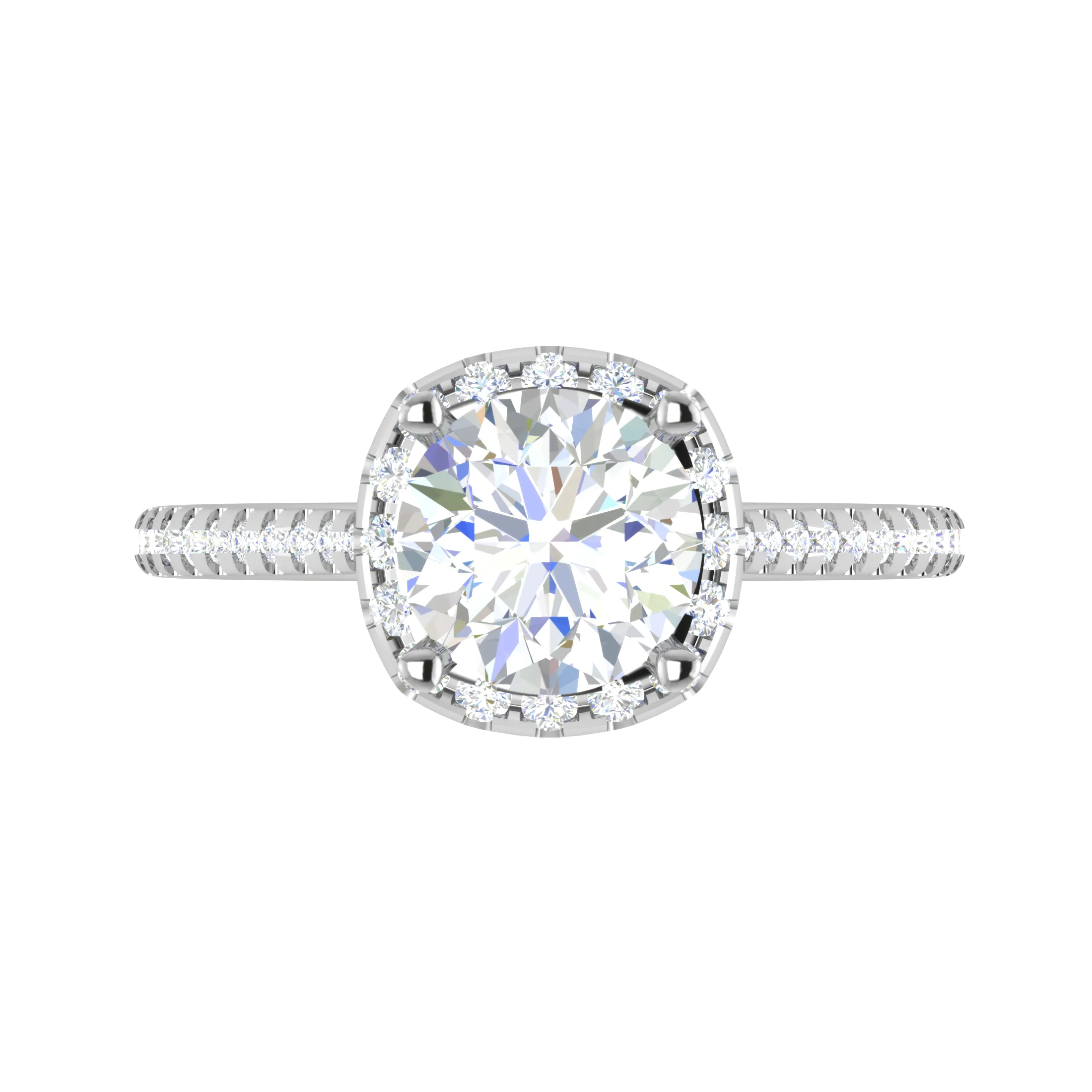 0.30 cts Solitaire Halo Diamond Shank Platinum Ring JL PT REHS1480-B