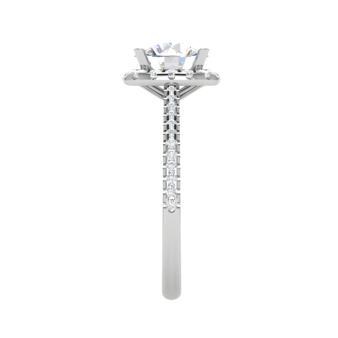 0.30 cts Solitaire Halo Diamond Shank Platinum Ring JL PT REHS1480-B