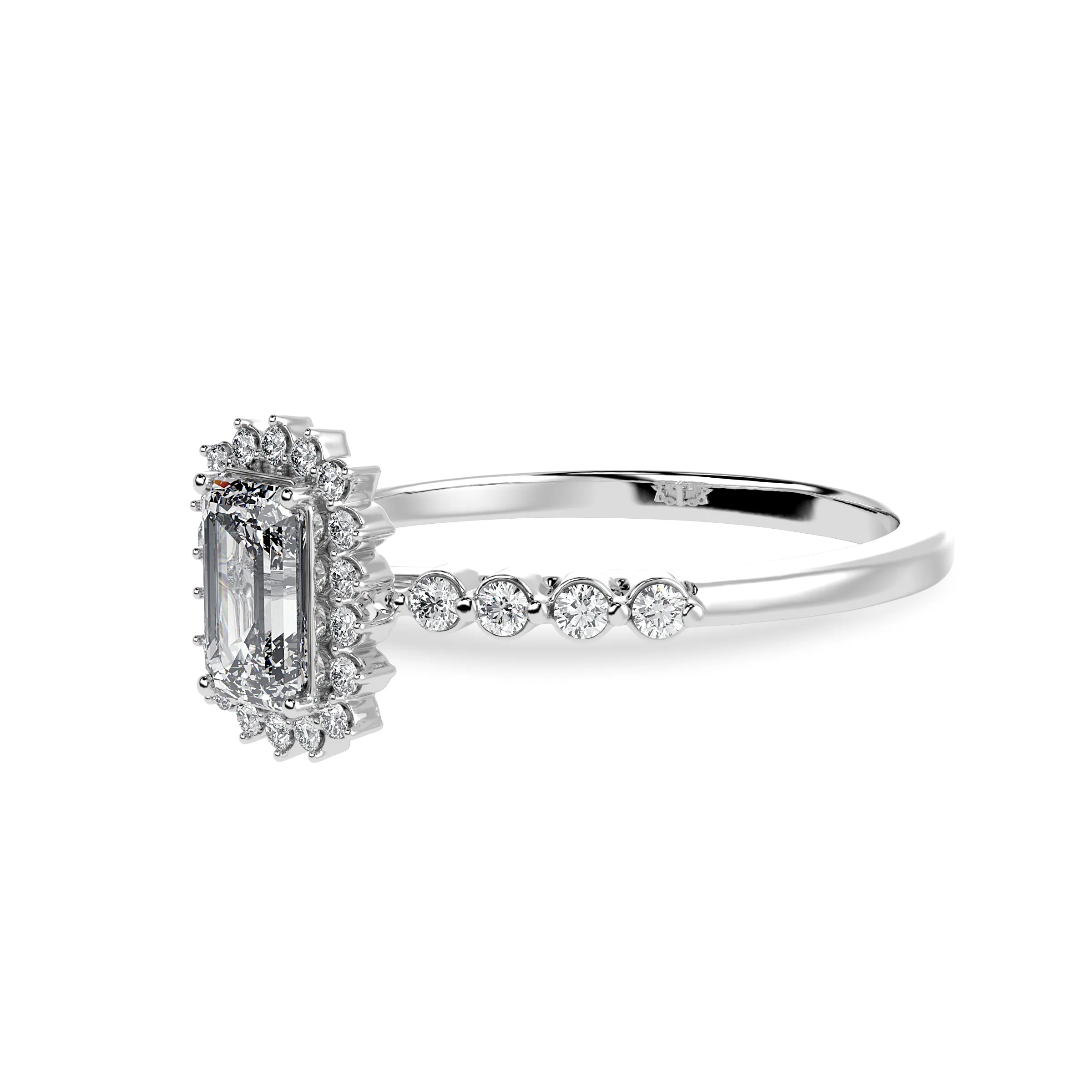 0.30cts Emerald Cut Solitaire Diamond Accents Shank Platinum Ring JL PT 1250
