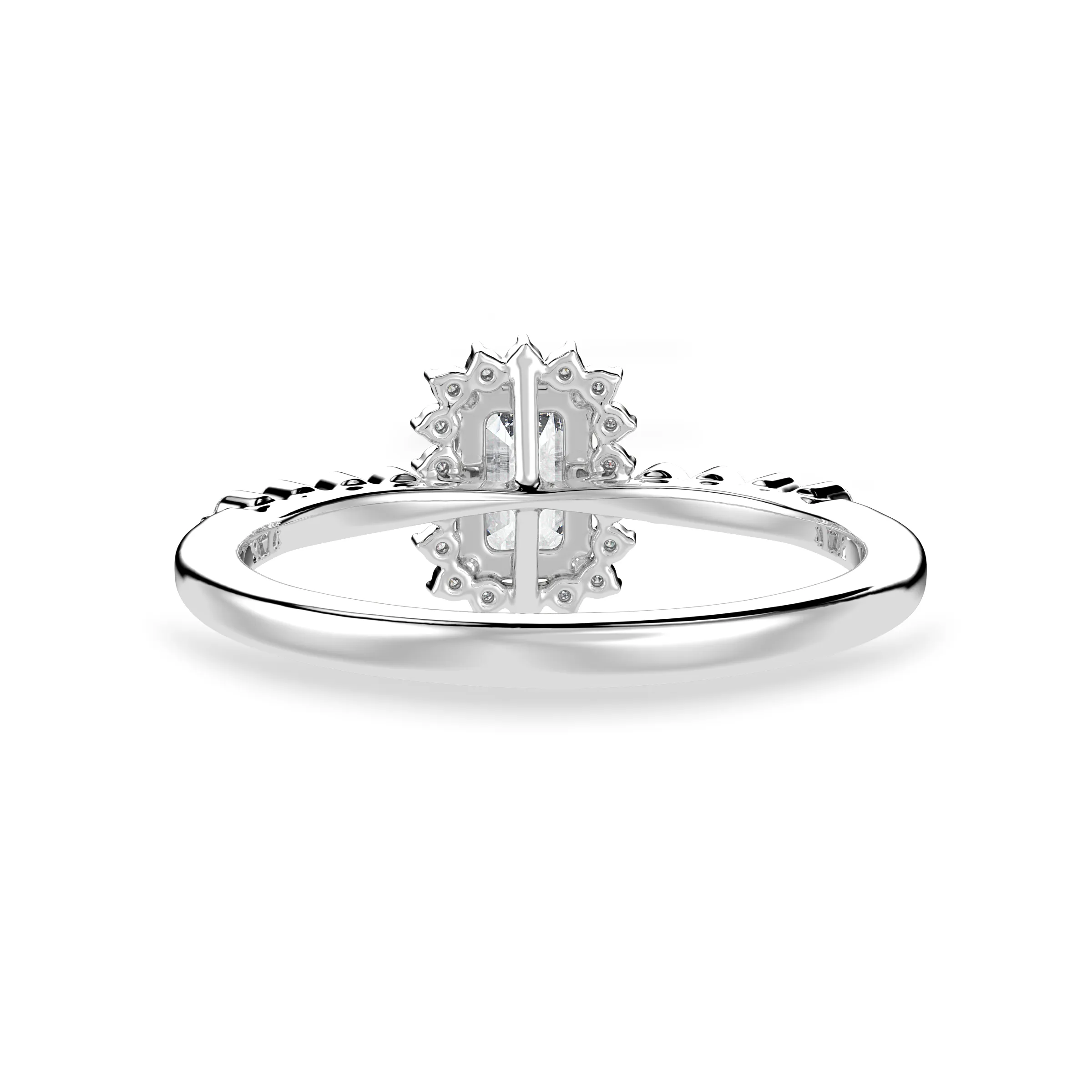 0.30cts Emerald Cut Solitaire Diamond Accents Shank Platinum Ring JL PT 1250