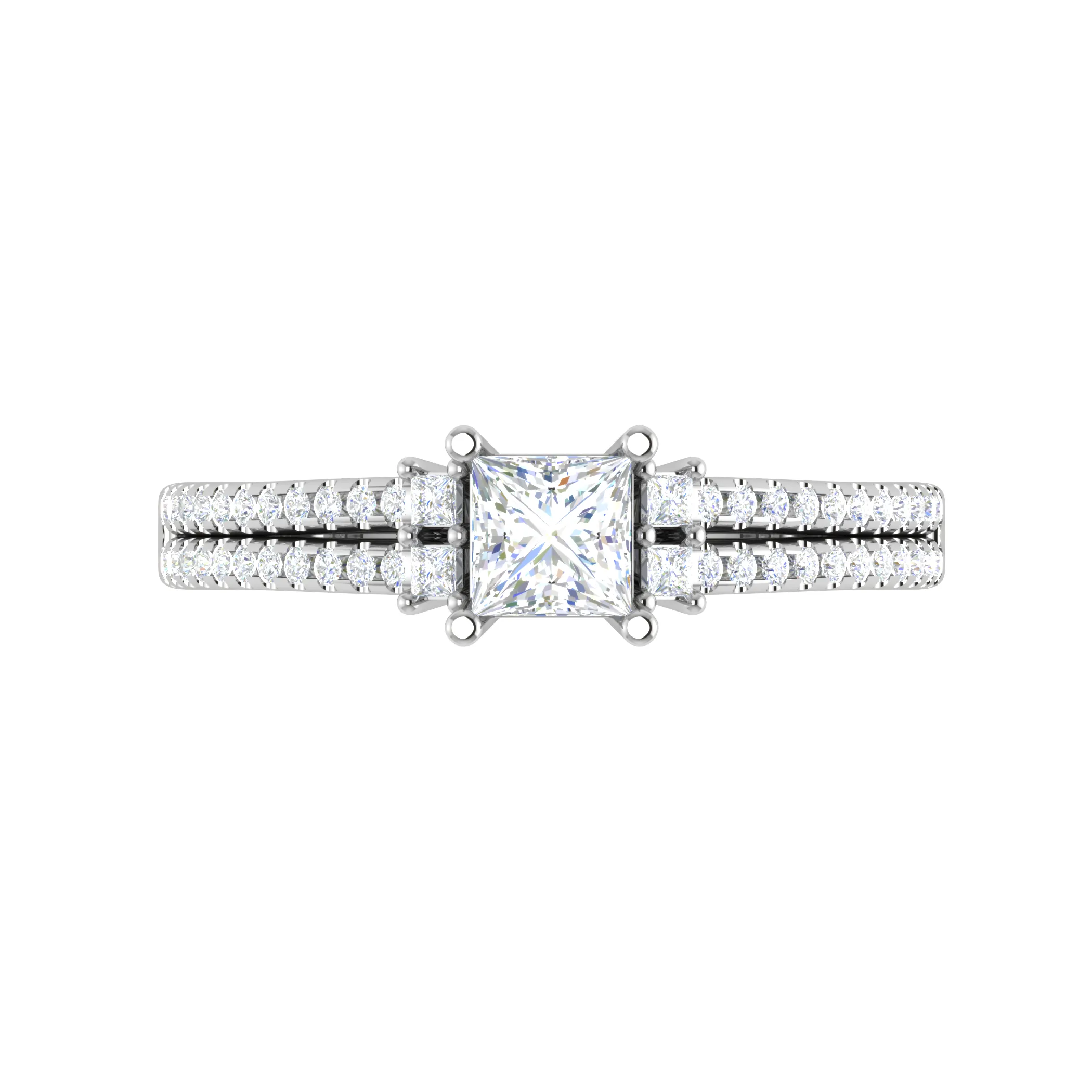 0.30cts. Princess Cut Diamond Split Shank Platinum Solitaire Engagement Ring JL PT DR1430M