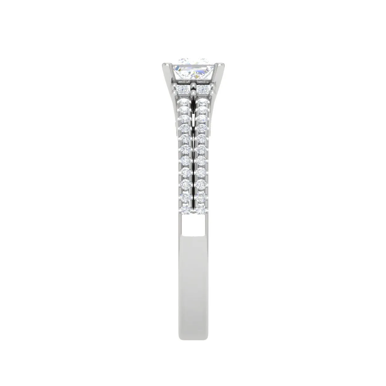 0.30cts. Princess Cut Diamond Split Shank Platinum Solitaire Engagement Ring JL PT DR1430M