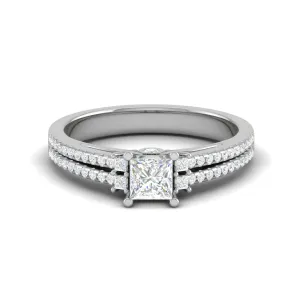 0.30cts. Princess Cut Diamond Split Shank Platinum Solitaire Engagement Ring JL PT DR1430M