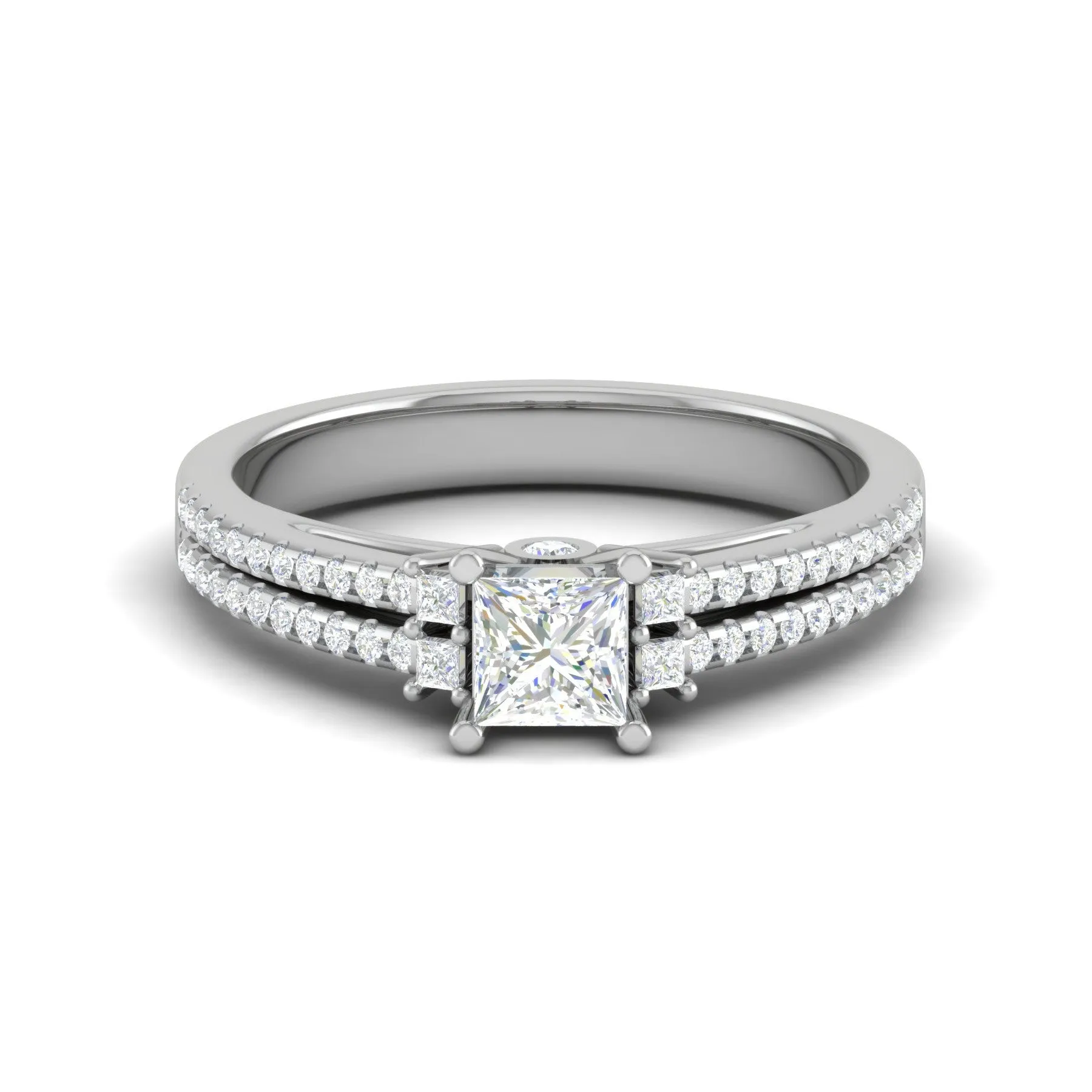 0.30cts. Princess Cut Diamond Split Shank Platinum Solitaire Engagement Ring JL PT DR1430M
