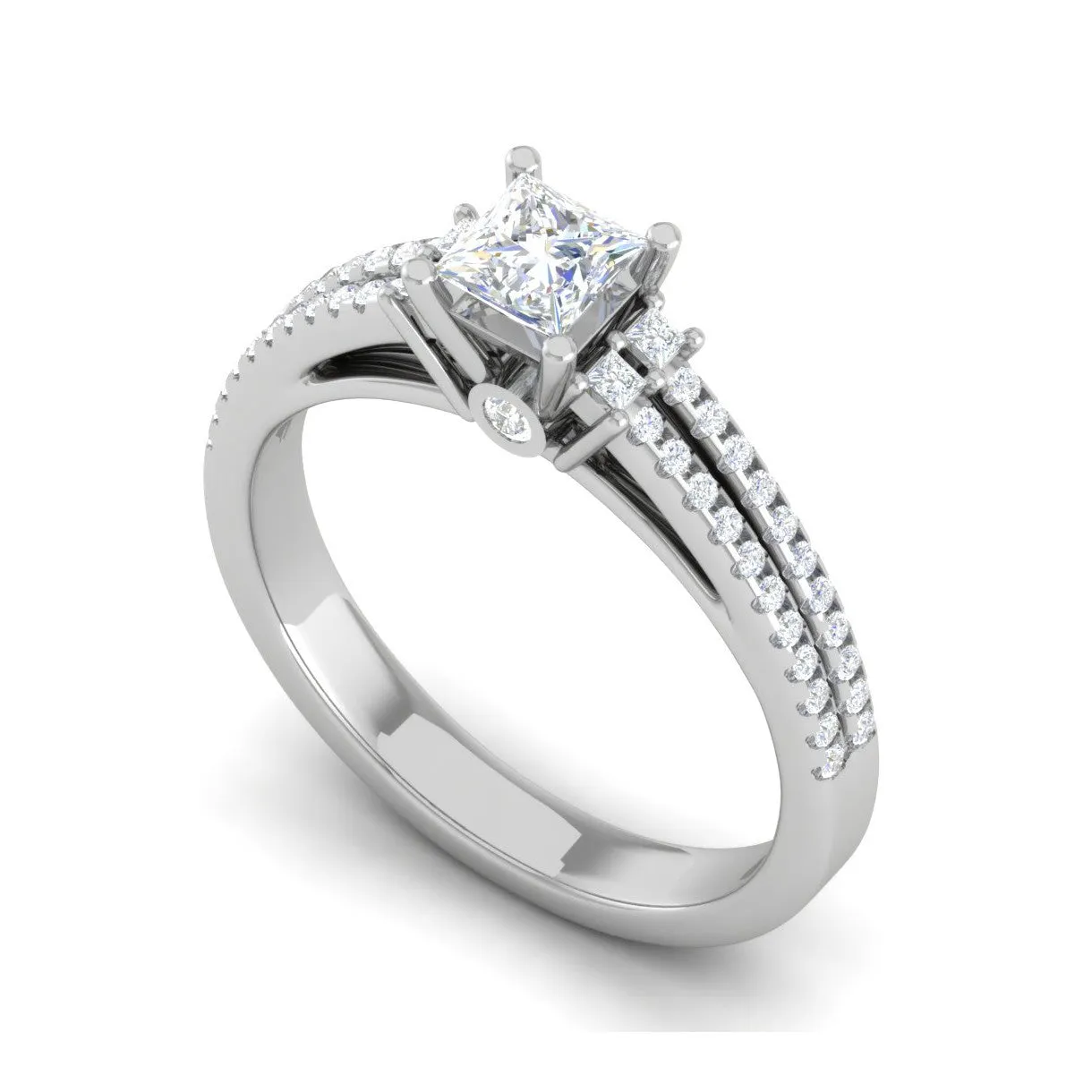 0.30cts. Princess Cut Diamond Split Shank Platinum Solitaire Engagement Ring JL PT DR1430M