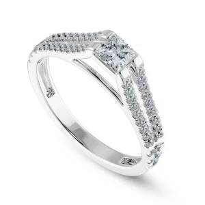 0.30cts Princess Cut Solitaire Diamond Split Shank Platinum Ring JL PT 1178