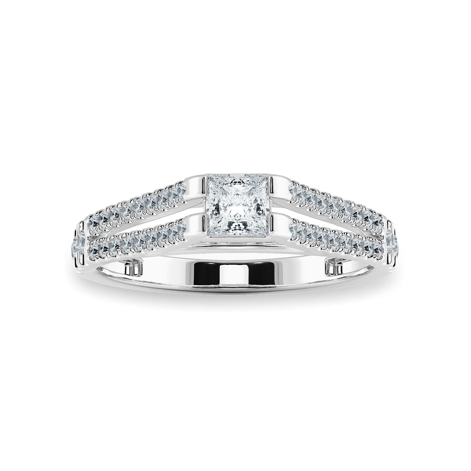 0.30cts Princess Cut Solitaire Diamond Split Shank Platinum Ring JL PT 1178