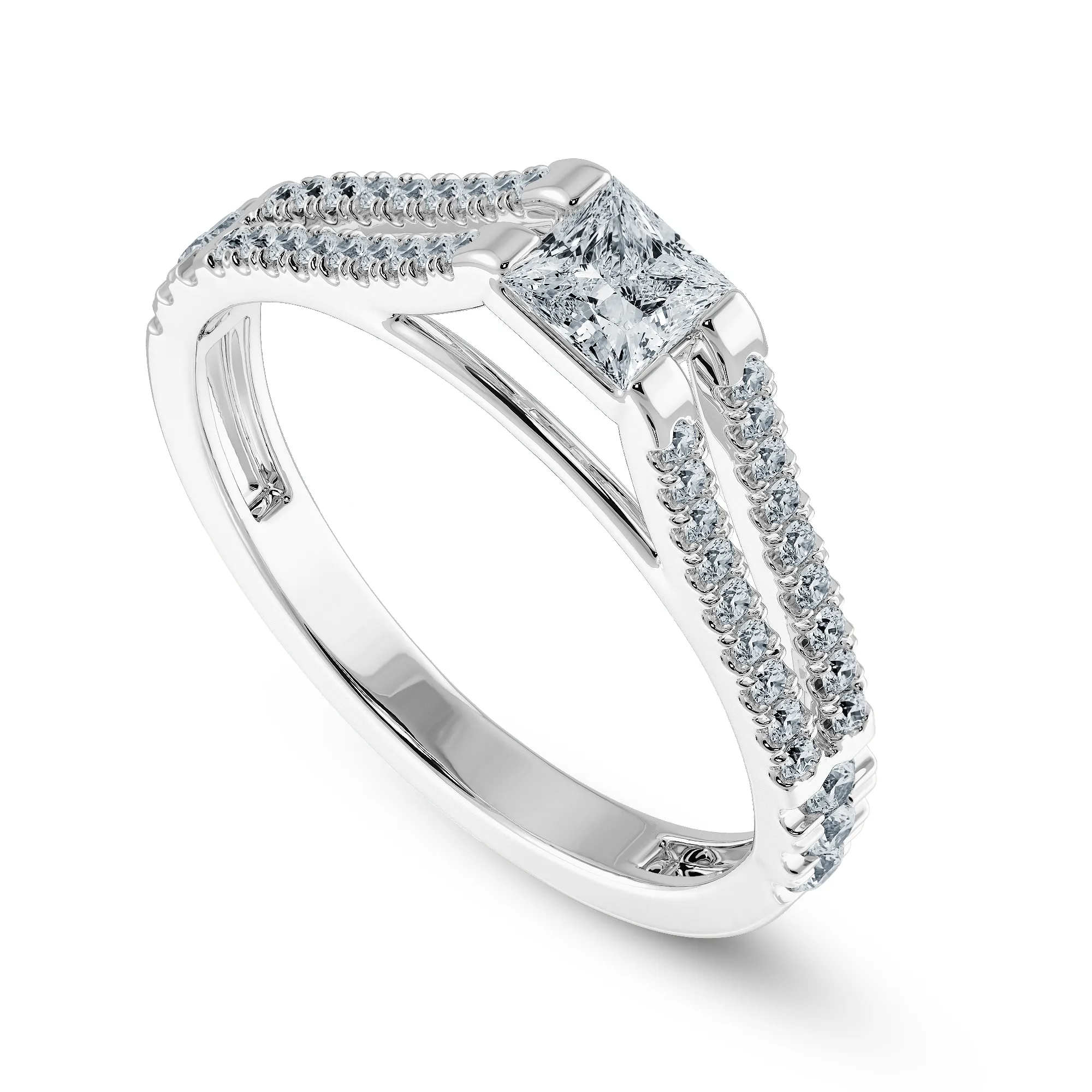 0.30cts Princess Cut Solitaire Diamond Split Shank Platinum Ring JL PT 1178