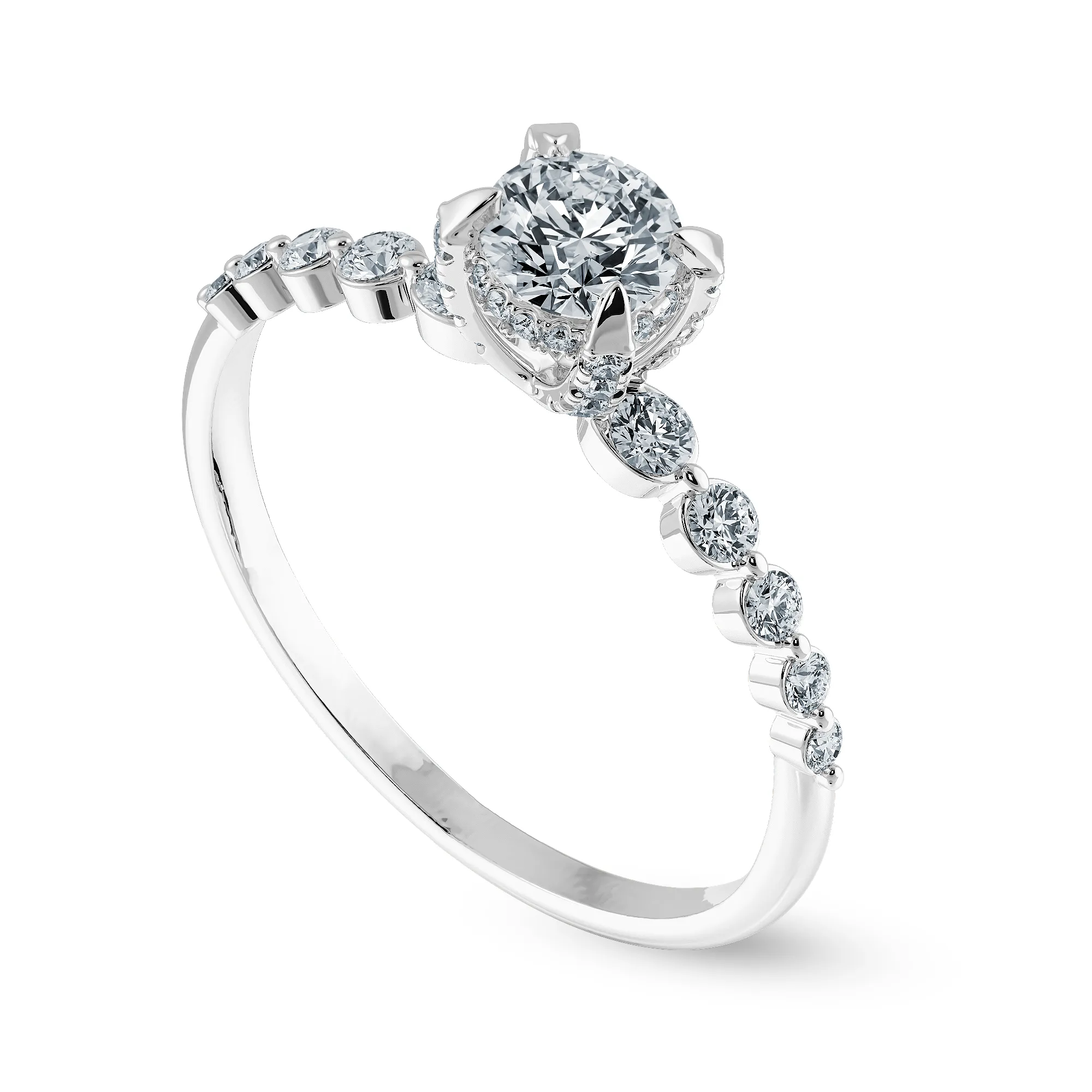 0.30cts Solitaire Diamond Accents Platinum Ring JL PT 1202