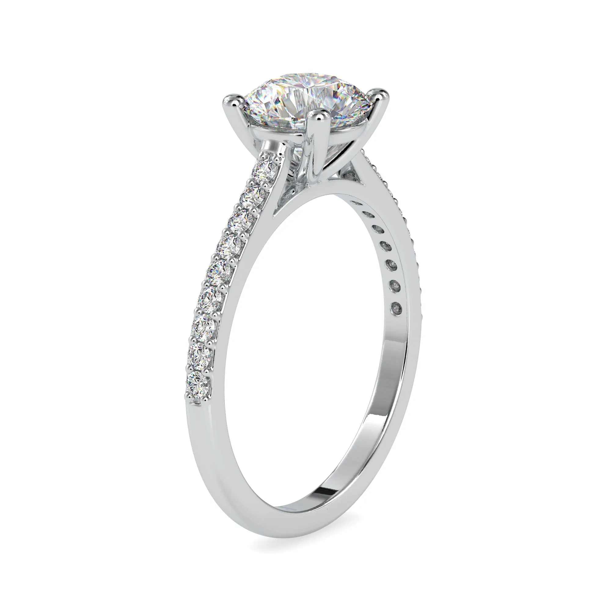 0.30cts. Solitaire Platinum Diamond Shank Engagement Ring JL PT 0024-A