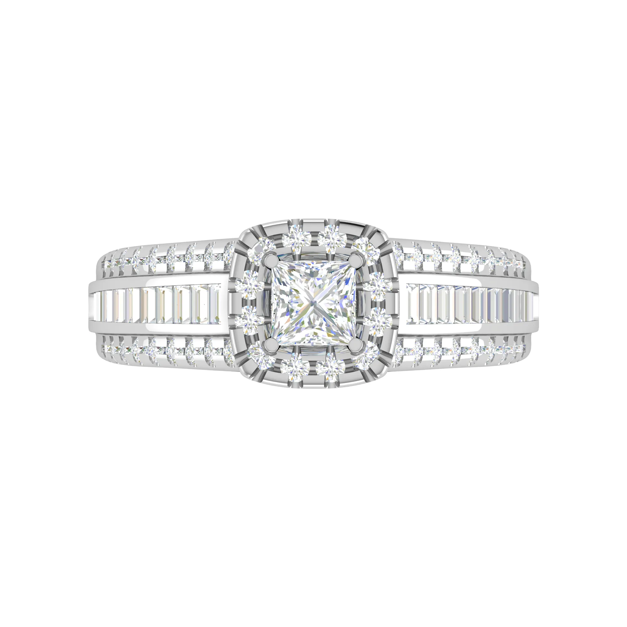 0.40 cts Princess Cut Solitaire Halo Diamond Split Shank Platinum Ring JL PT RH RD WB5998E