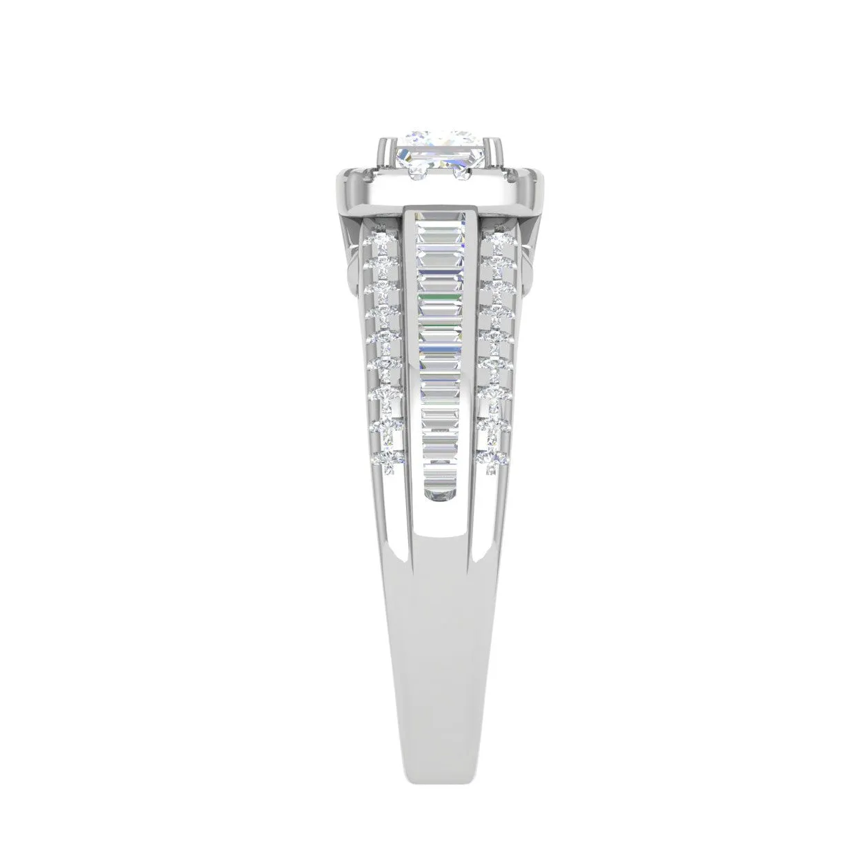 0.40 cts Princess Cut Solitaire Halo Diamond Split Shank Platinum Ring JL PT RH RD WB5998E