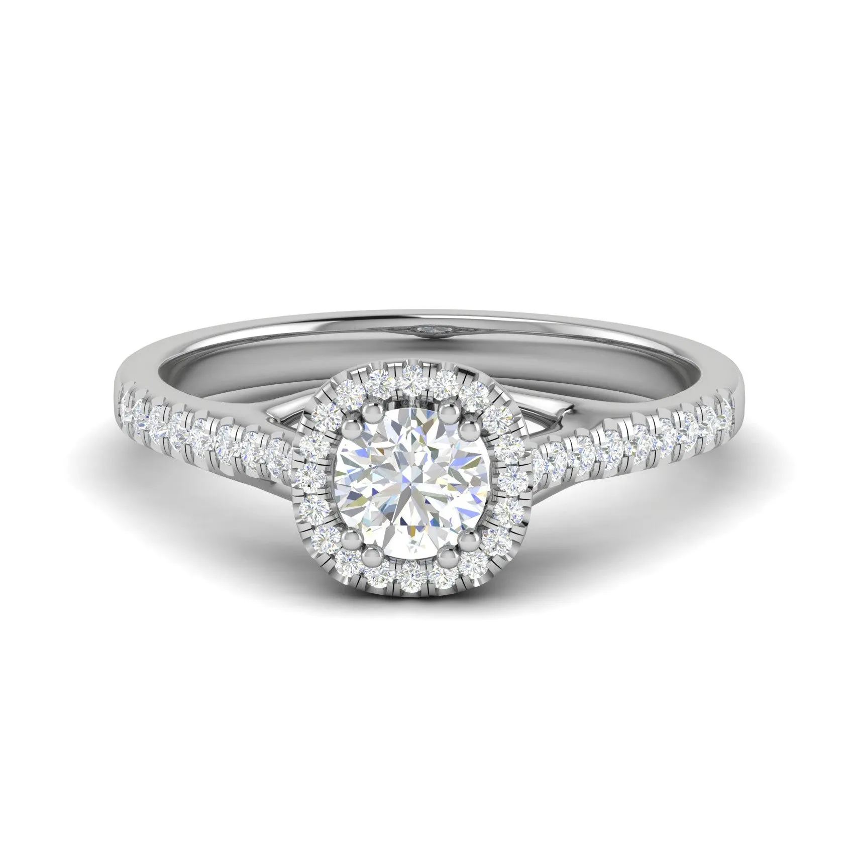 0.50 cts Halo Diamond Shank Solitaire Platinum Diamond Ring JL PT RH RD 186
