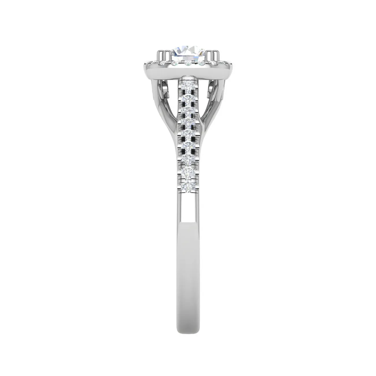 0.50 cts Halo Diamond Shank Solitaire Platinum Diamond Ring JL PT RH RD 186