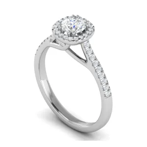 0.50 cts Halo Diamond Shank Solitaire Platinum Diamond Ring JL PT RH RD 186
