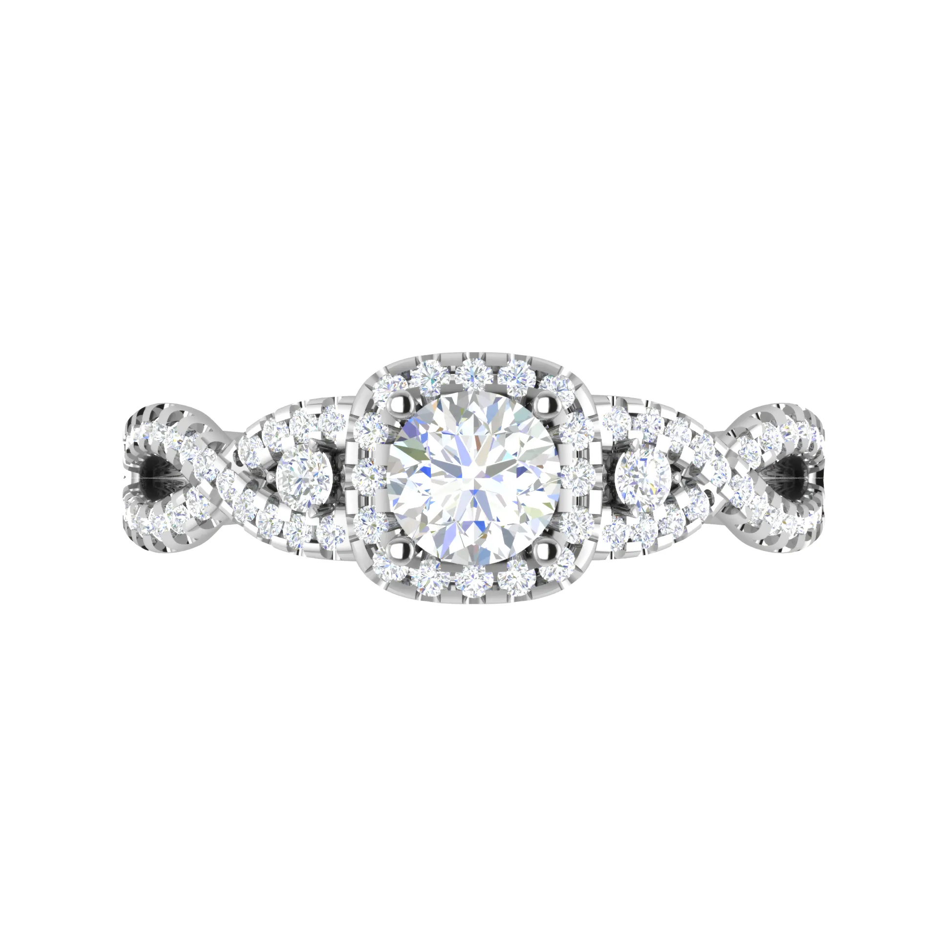 0.50 cts Halo Diamond Twisted Shank Solitaire Platinum Ring JL PT RH RD 181