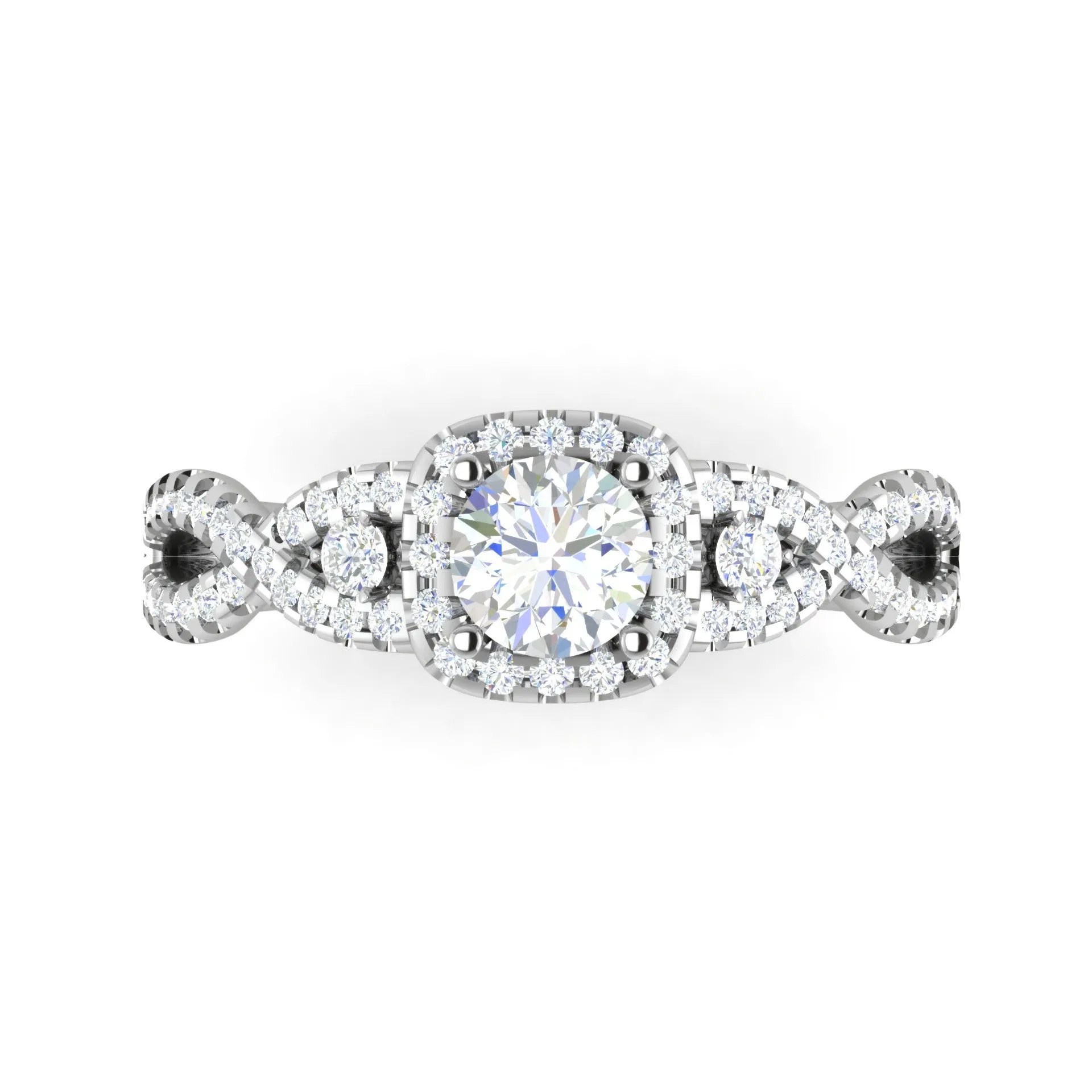 0.50 cts Halo Diamond Twisted Shank Solitaire Platinum Ring JL PT RH RD 181