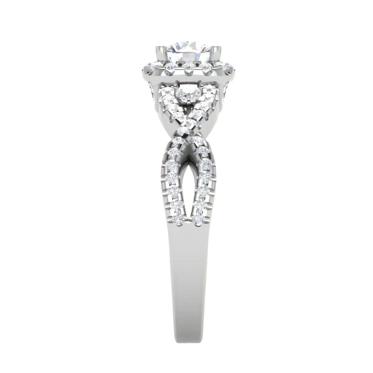 0.50 cts Halo Diamond Twisted Shank Solitaire Platinum Ring JL PT RH RD 181