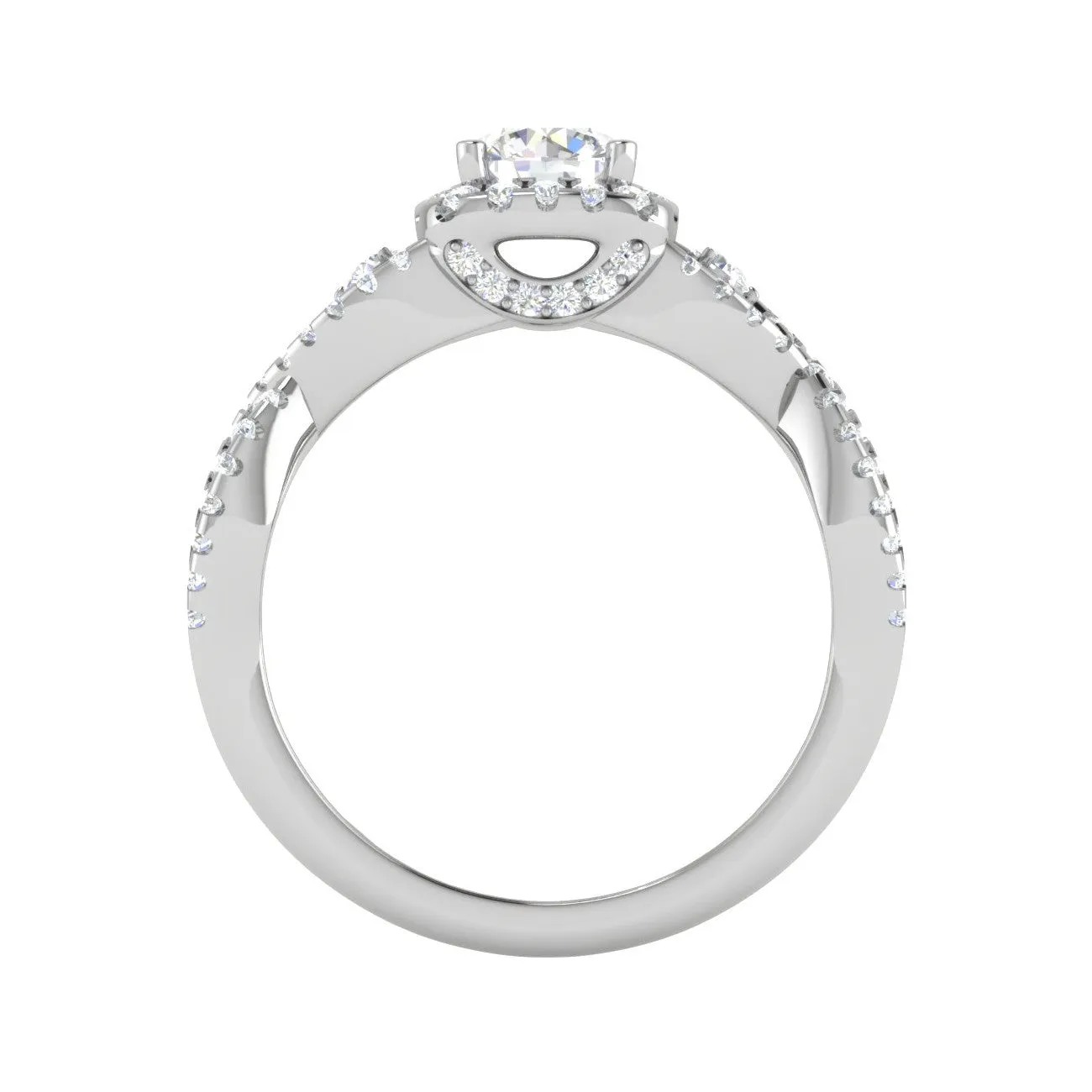 0.50 cts Halo Diamond Twisted Shank Solitaire Platinum Ring JL PT RH RD 181