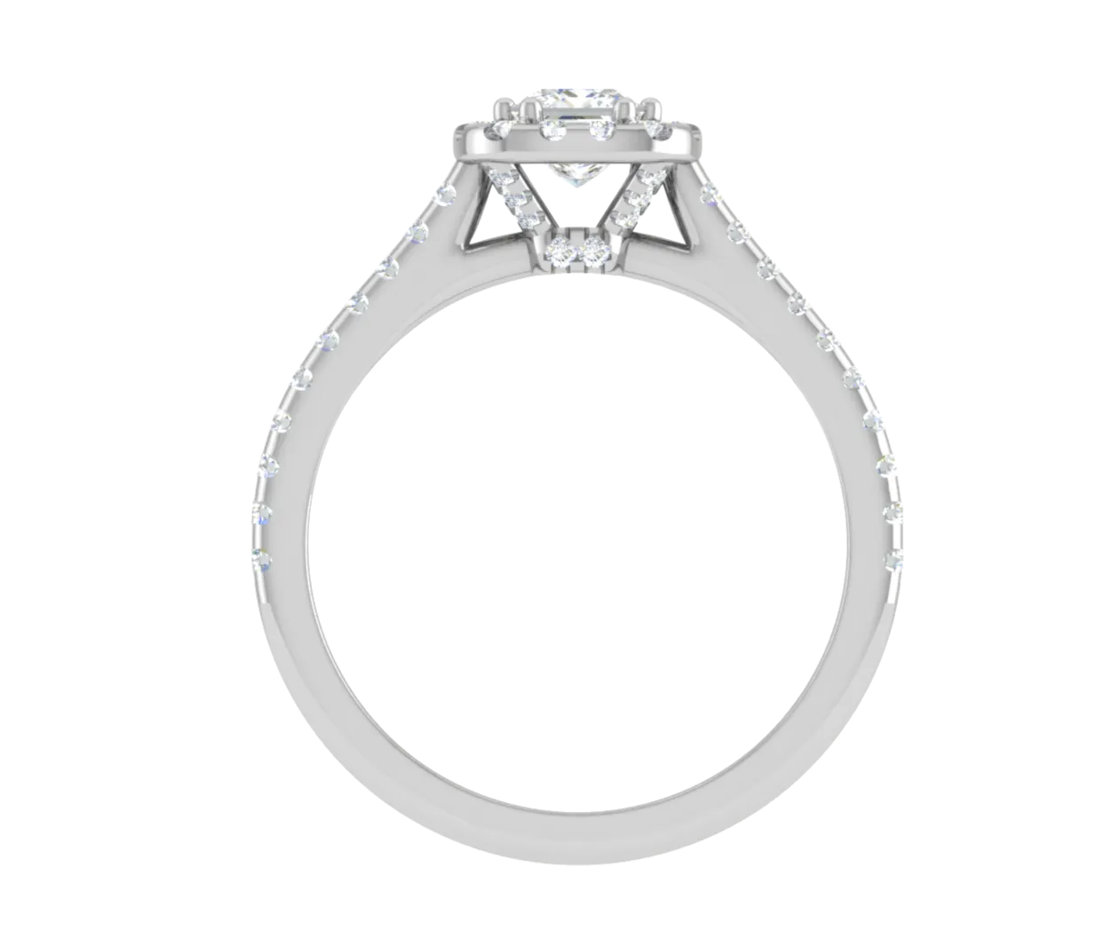 0.50 cts Princess Cut Solitaire Halo Diamond Shank Platinum Ring JL PT RH PR 283