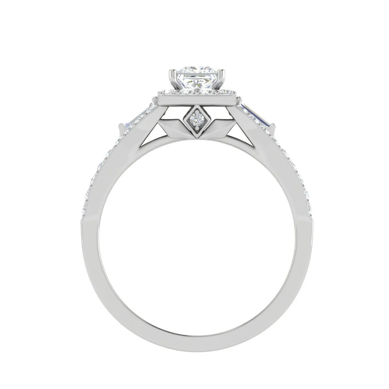 0.50 cts. Princess Cut Solitaire Halo Split Shank Platinum Engagement Ring JL PT JRW084608