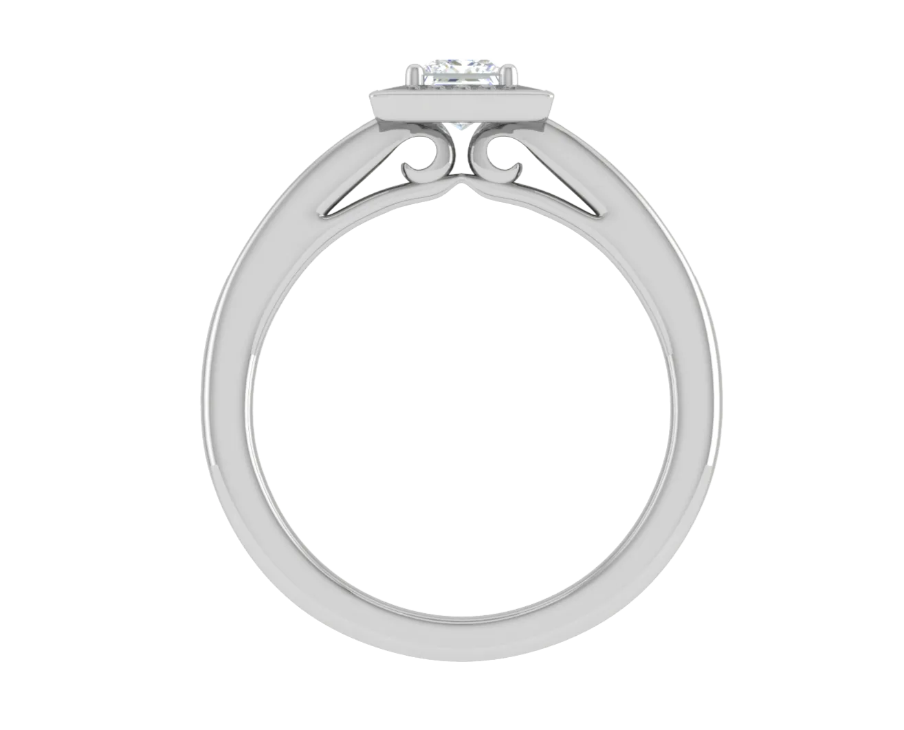 0.50 cts Princess Cut Solitaire Square Halo Diamond Shank Platinum Ring JL PT RH PR 289