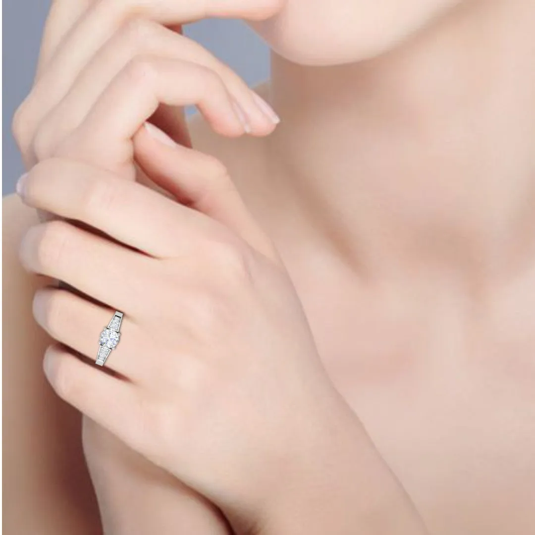 0.50 cts. Solitaire Diamond Shank Platinum Ring JL PT IM1704