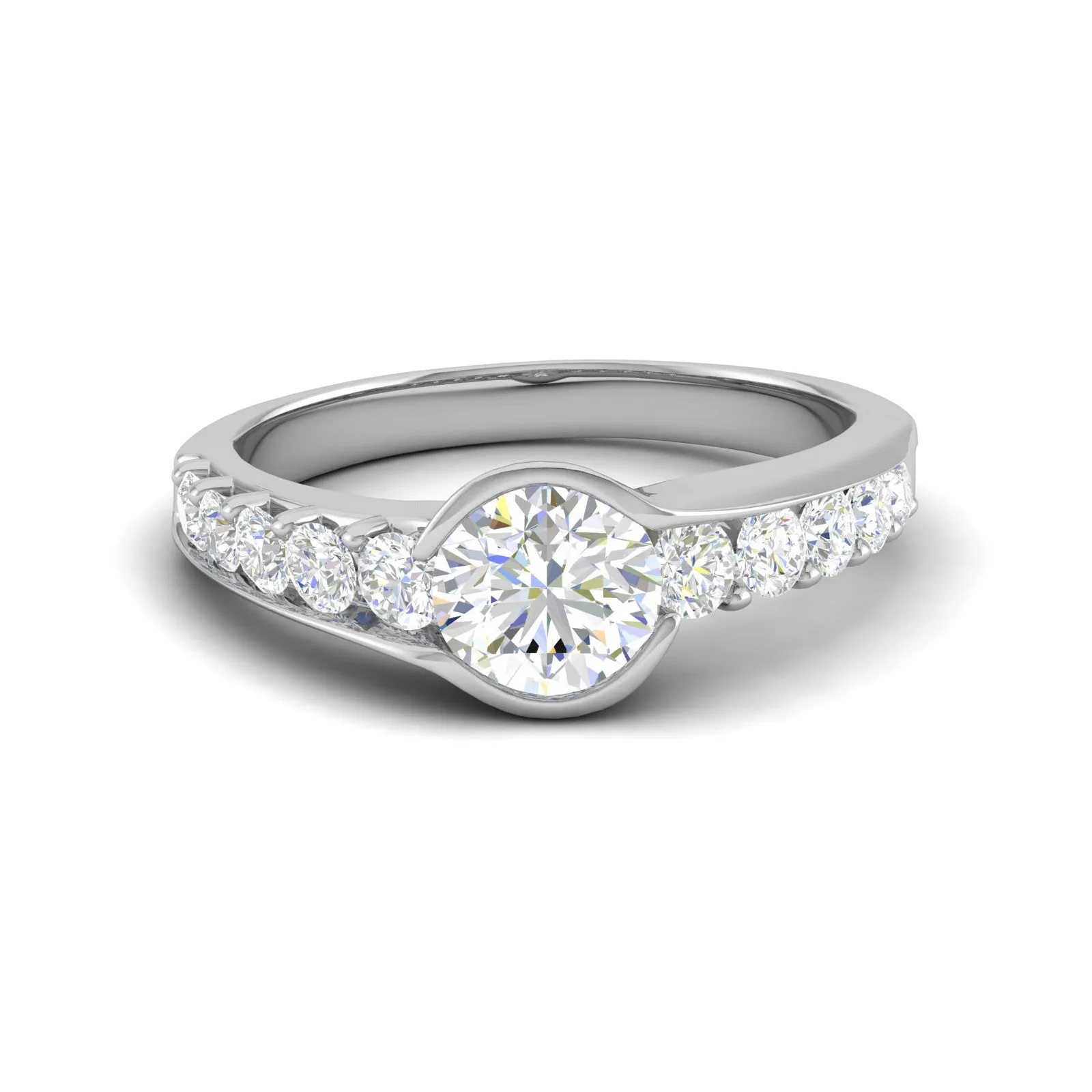 0.50 cts Solitaire Diamond Shank Platinum Ring JL PT WB5735E