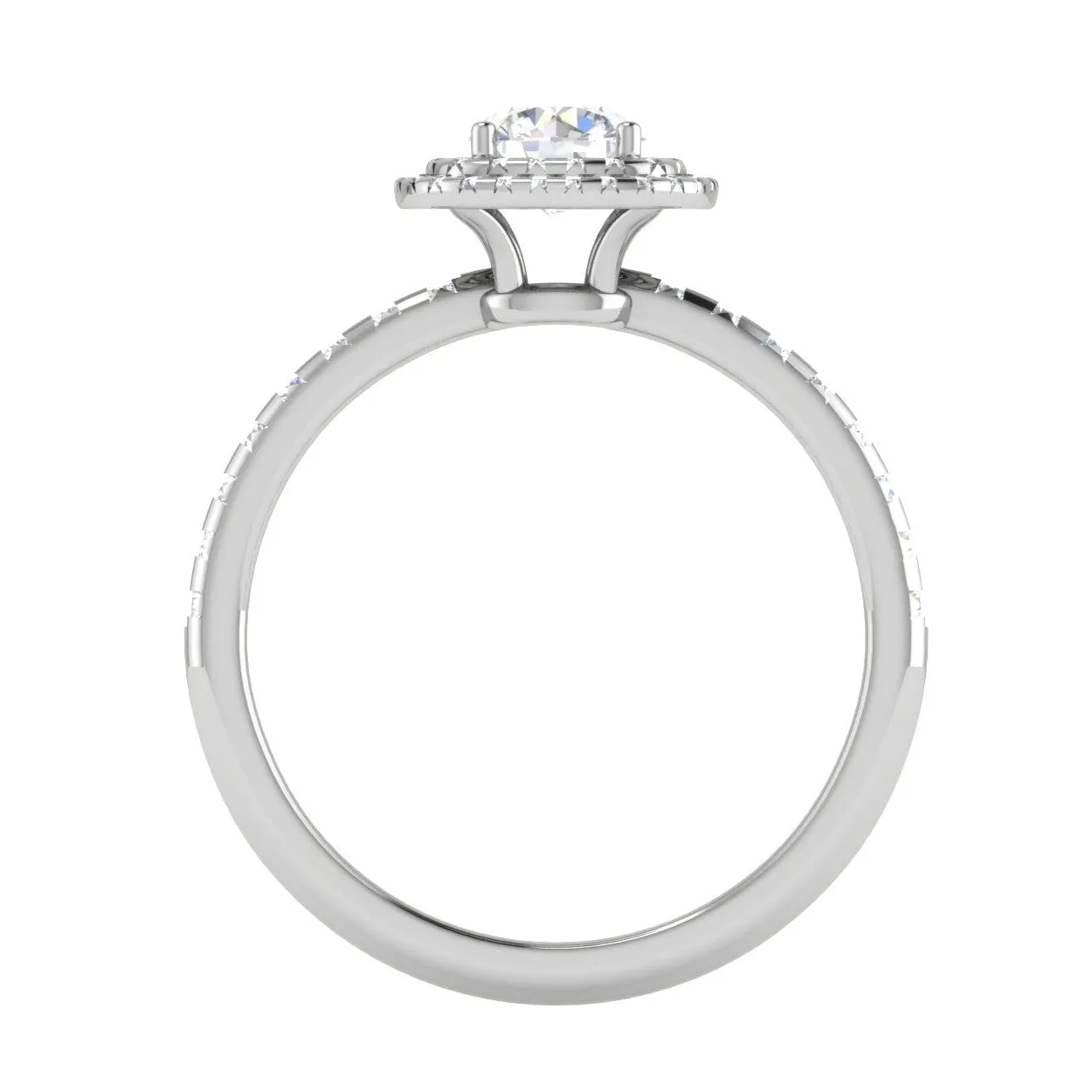0.50 cts Solitaire Double Halo Diamond Shank Platinum Ring JL PT RH RD 230