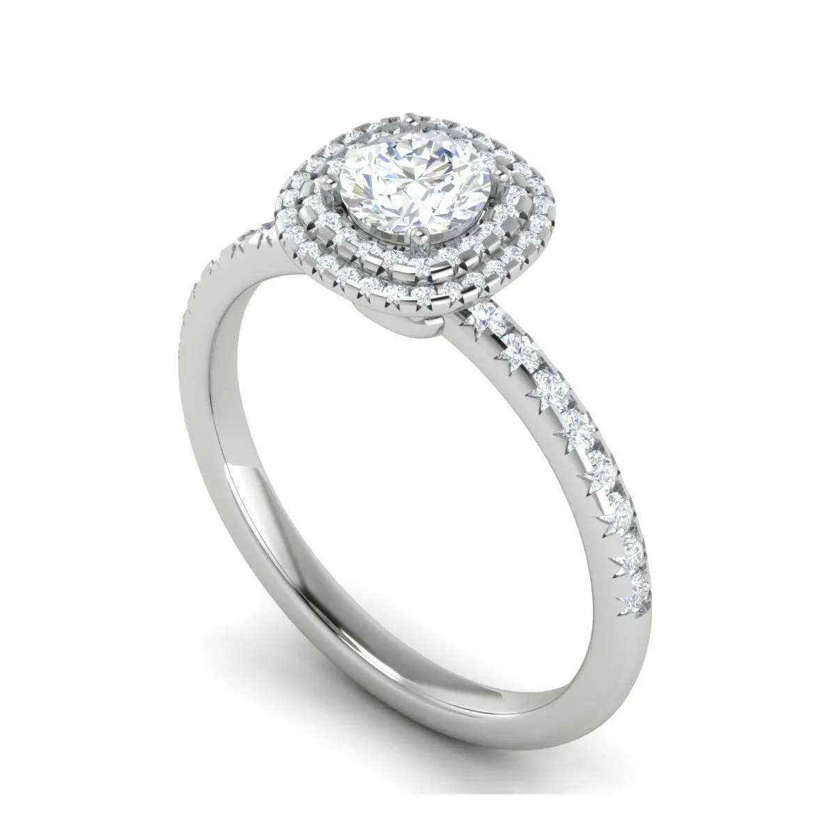0.50 cts Solitaire Double Halo Diamond Shank Platinum Ring JL PT RH RD 230