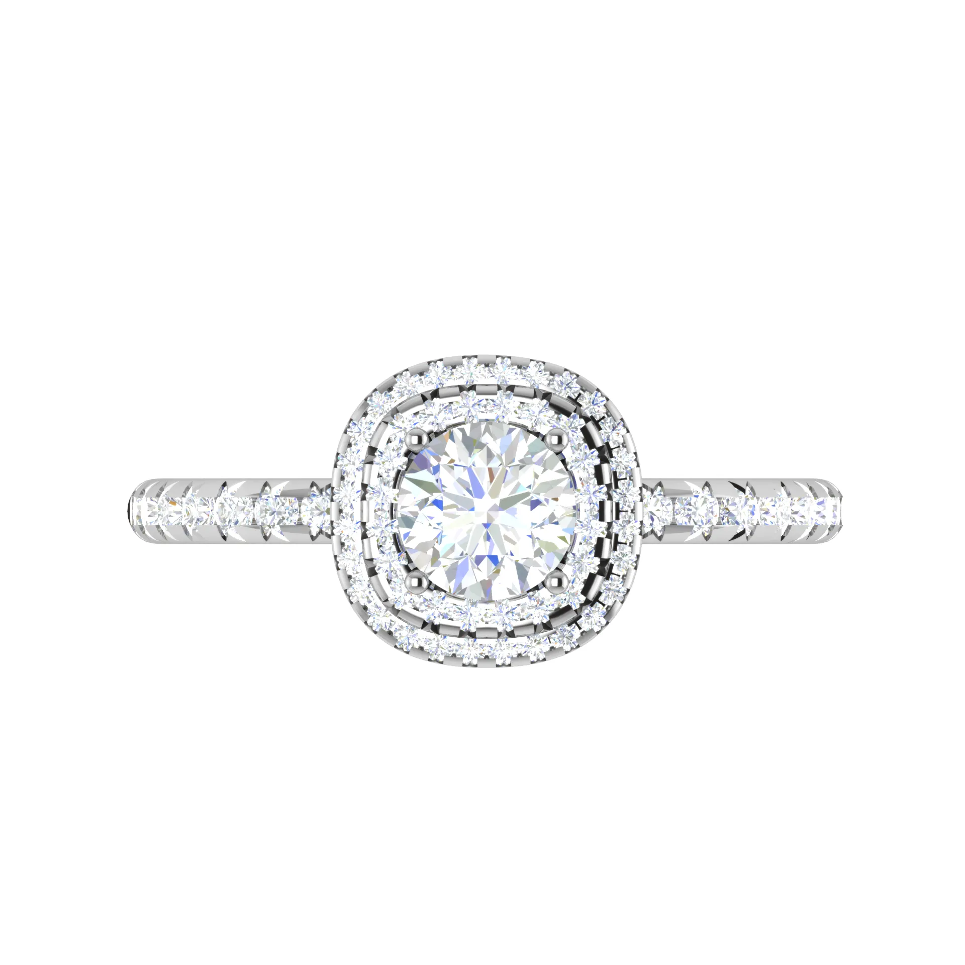 0.50 cts Solitaire Double Halo Diamond Shank Platinum Ring JL PT RH RD 230