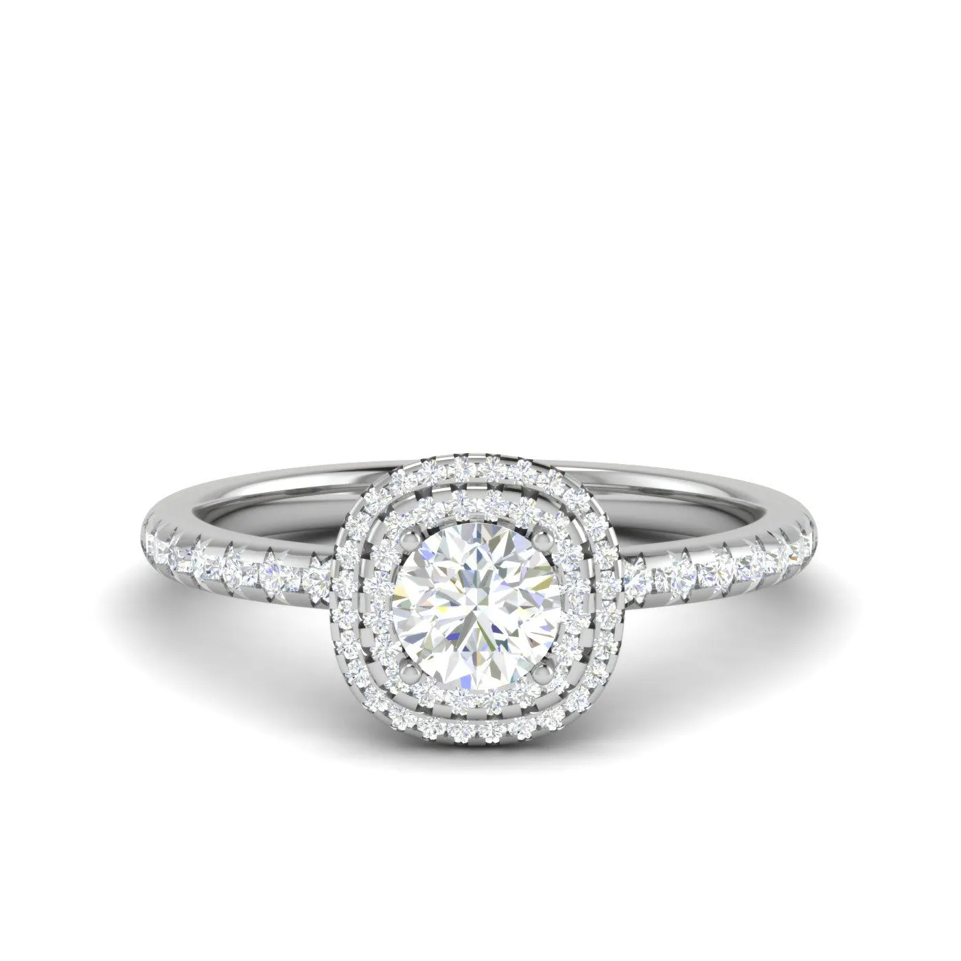 0.50 cts Solitaire Double Halo Diamond Shank Platinum Ring JL PT RH RD 230
