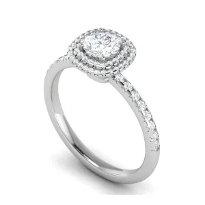 0.50 cts Solitaire Double Halo Diamond Shank Platinum Ring JL PT RH RD 230