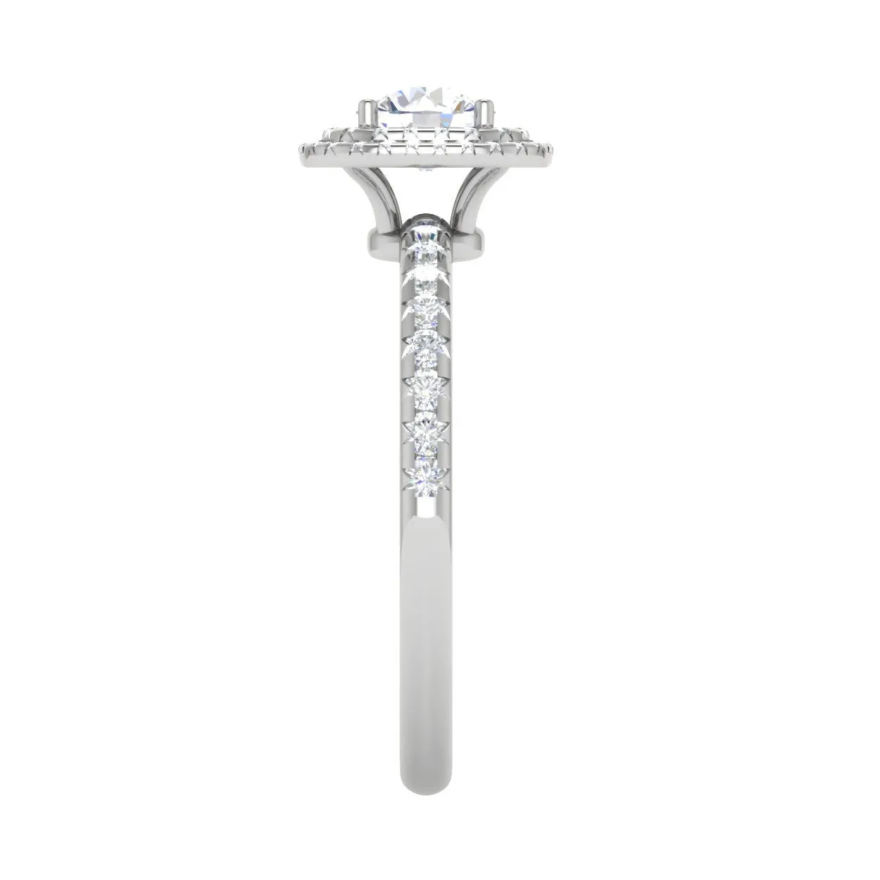 0.50 cts Solitaire Double Halo Diamond Shank Platinum Ring JL PT RH RD 230