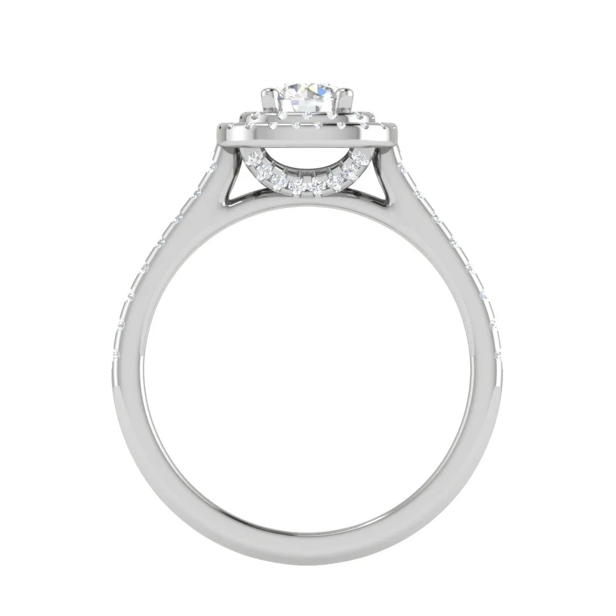 0.50 cts Solitaire Double Halo Diamond Shank Platinum Ring JL PT RH RD 251
